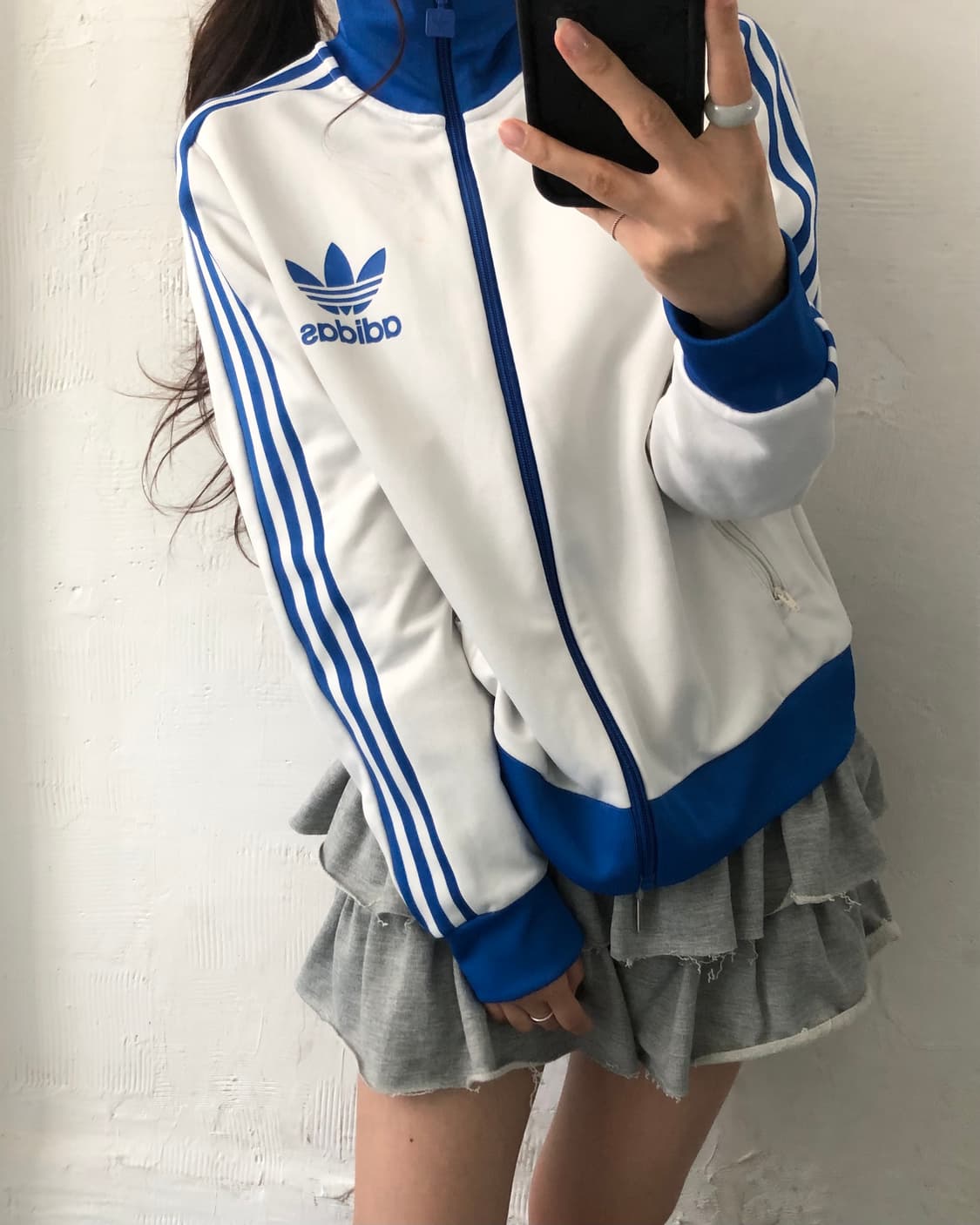 Adidas 아디다스 화이트/블루 컬러 트랙탑  상품이미지8
