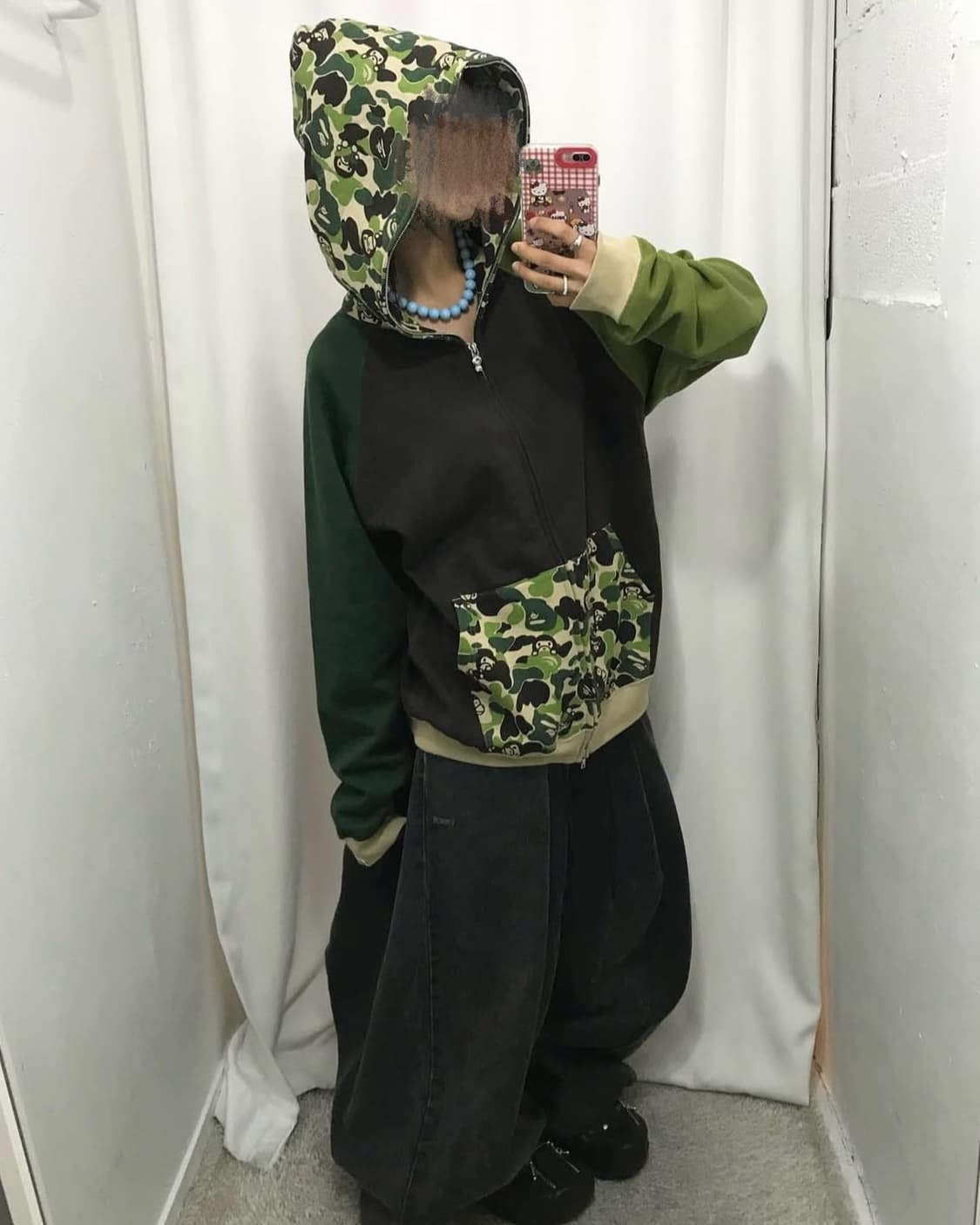 베이프 마일로 카모 배색 후드집업 상품이미지2