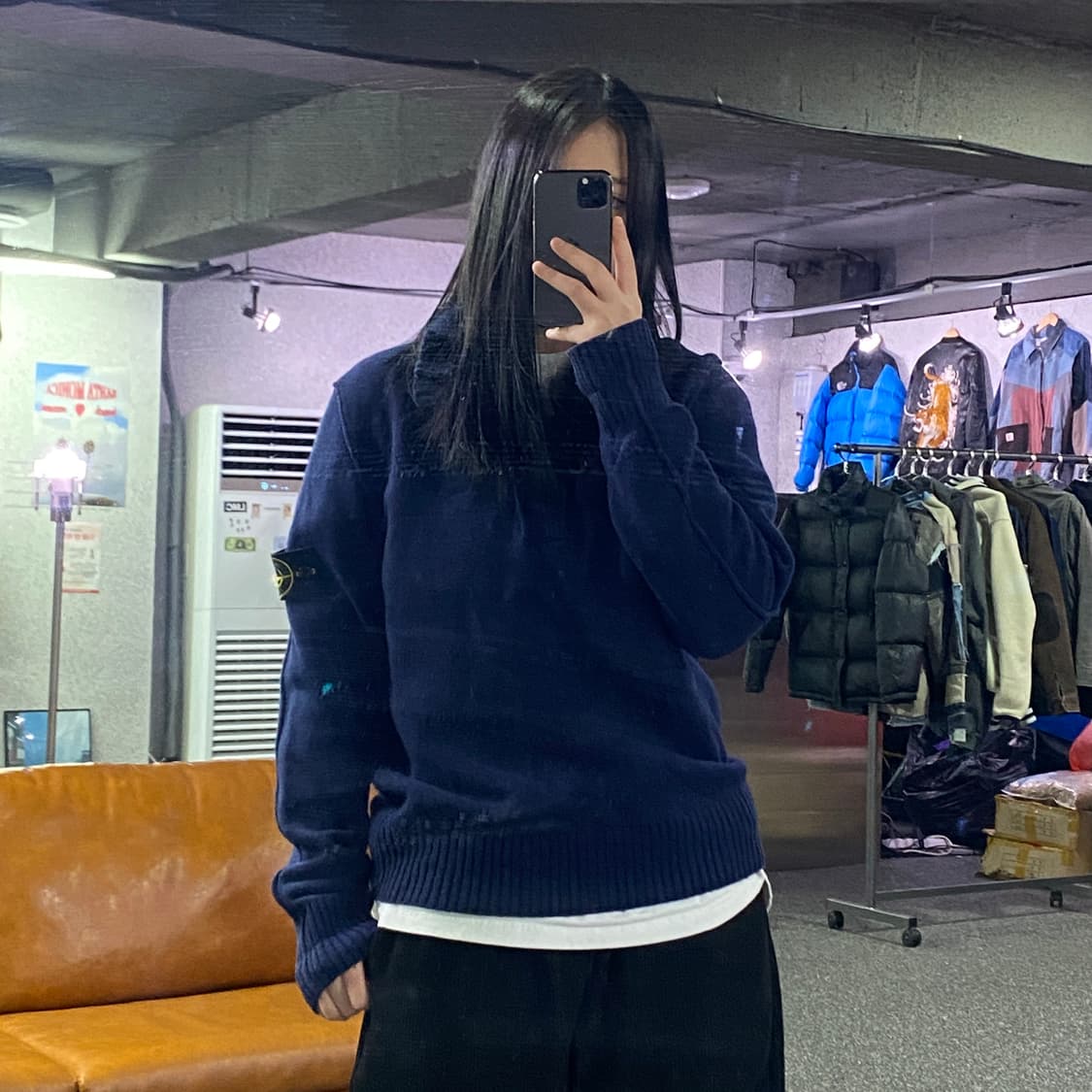 스톤아일랜드 네이비 하프 버튼 반집업 니트 B3900  상품이미지1