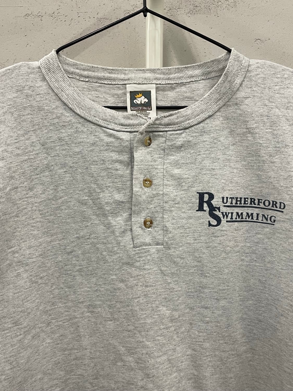 90s USA Cotton Delux 헨리넥 티셔츠 xl 상품이미지3