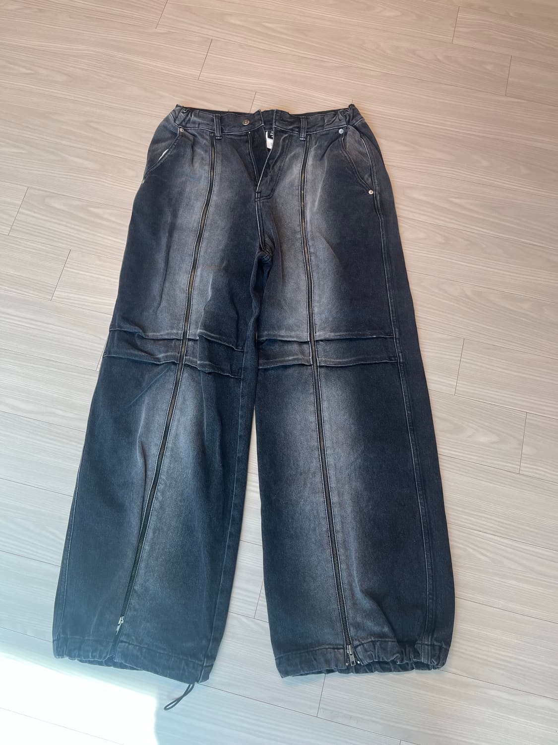 이우가 마카라스 롱지퍼 데님 팬츠 블랙 상품이미지2