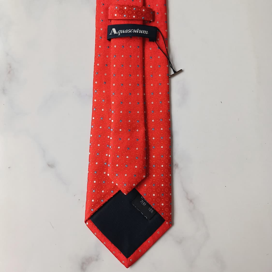 아쿠아스큐텀 실크 다홍 도트 패턴 넥타이 8.8cm S~A+등급 E934 상품이미지8