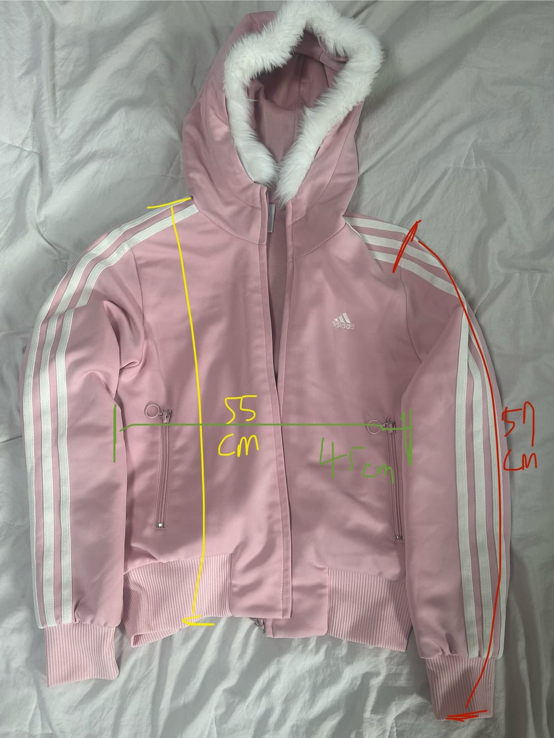 아디다스 딸기우유 퍼 후드 져지 자켓 상품이미지2