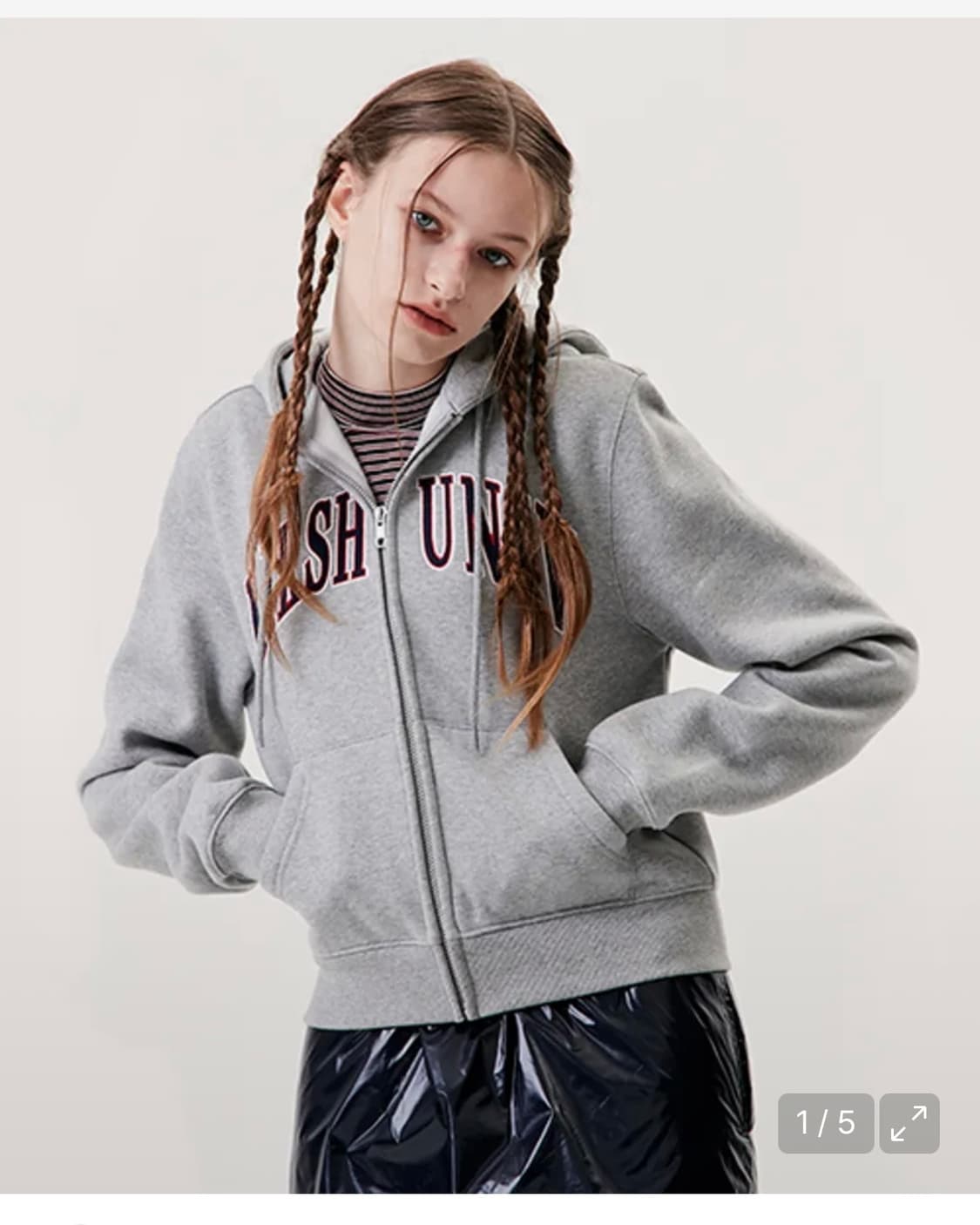 키르시 스쿨 아치 로고 후드집업 멜란지그레이 상품이미지1