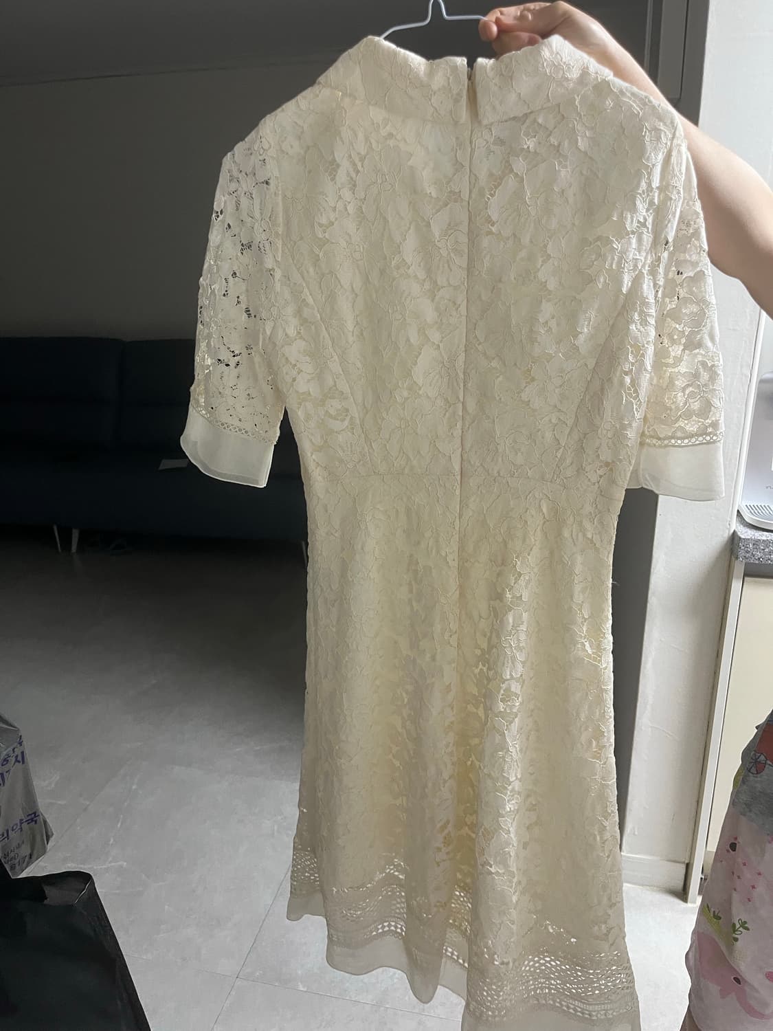 린 화이트 진주 레이스 원피스  상품이미지2