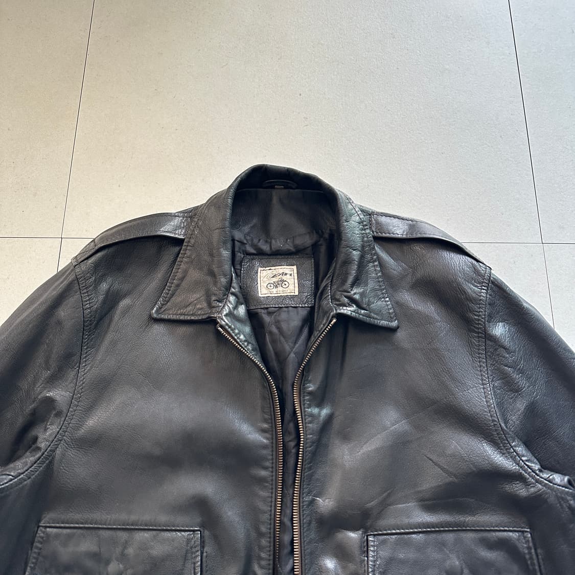 프랑스생산 A-2 GEAR 빈티지 가죽 항공점퍼 XL (riri지퍼)  상품이미지2