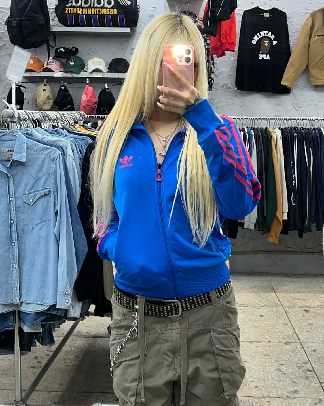 착샷O 아디다스 블루핑크 빅로고 져지 상품이미지5