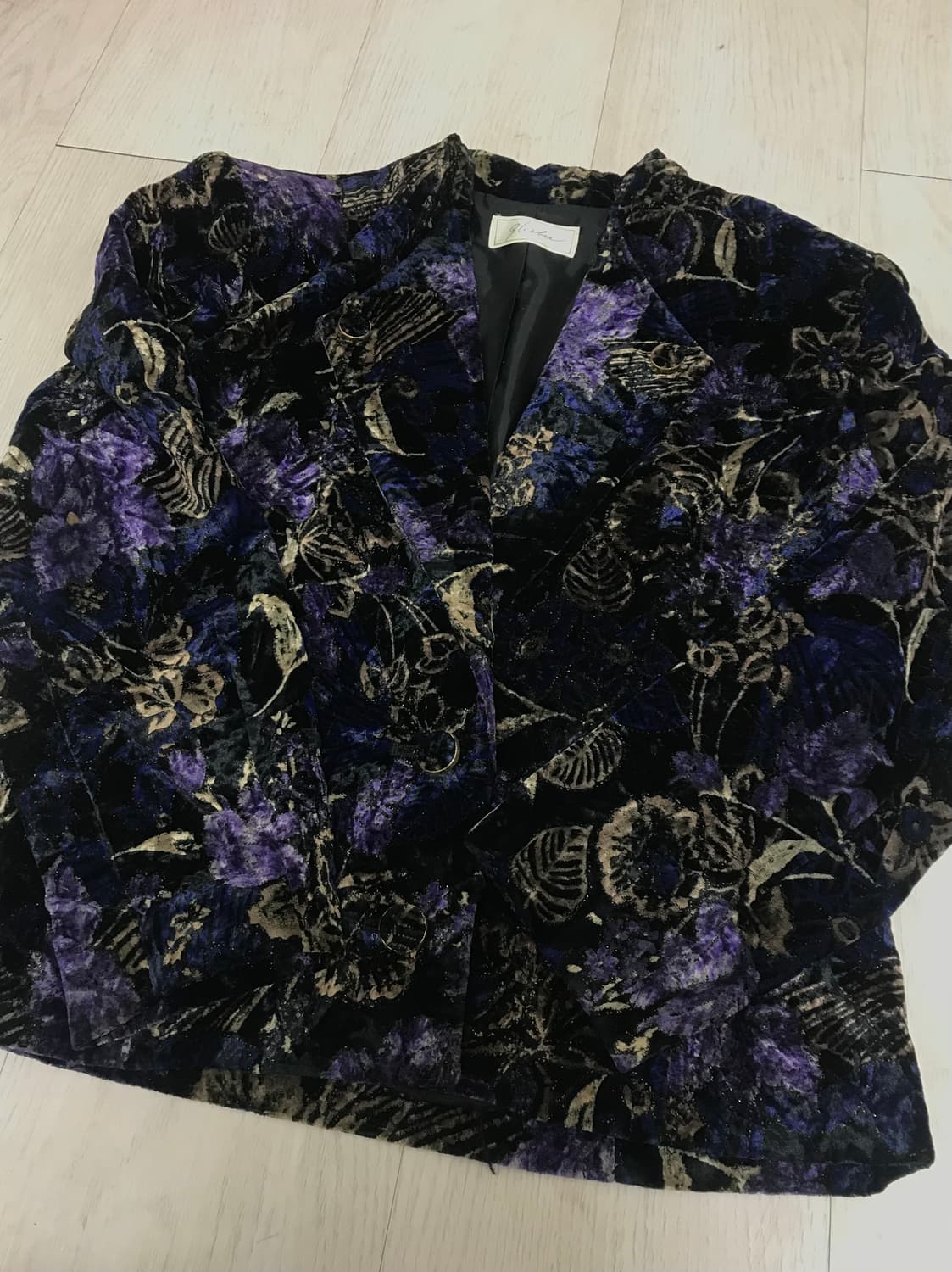 퍼플(보라) 플라워 꽃 벨벳 자켓(잠바) 상품이미지7