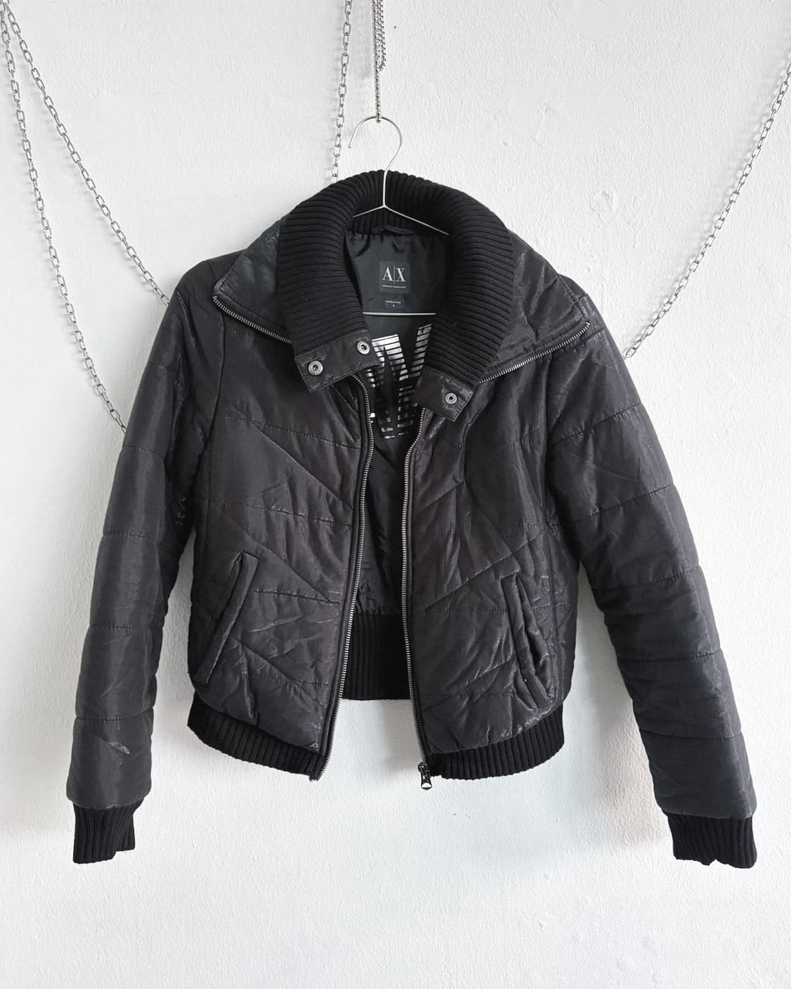 a/x 아르마니 익스체인지 하이넥 메탈릭쉬머 크롭 패딩 상품이미지5