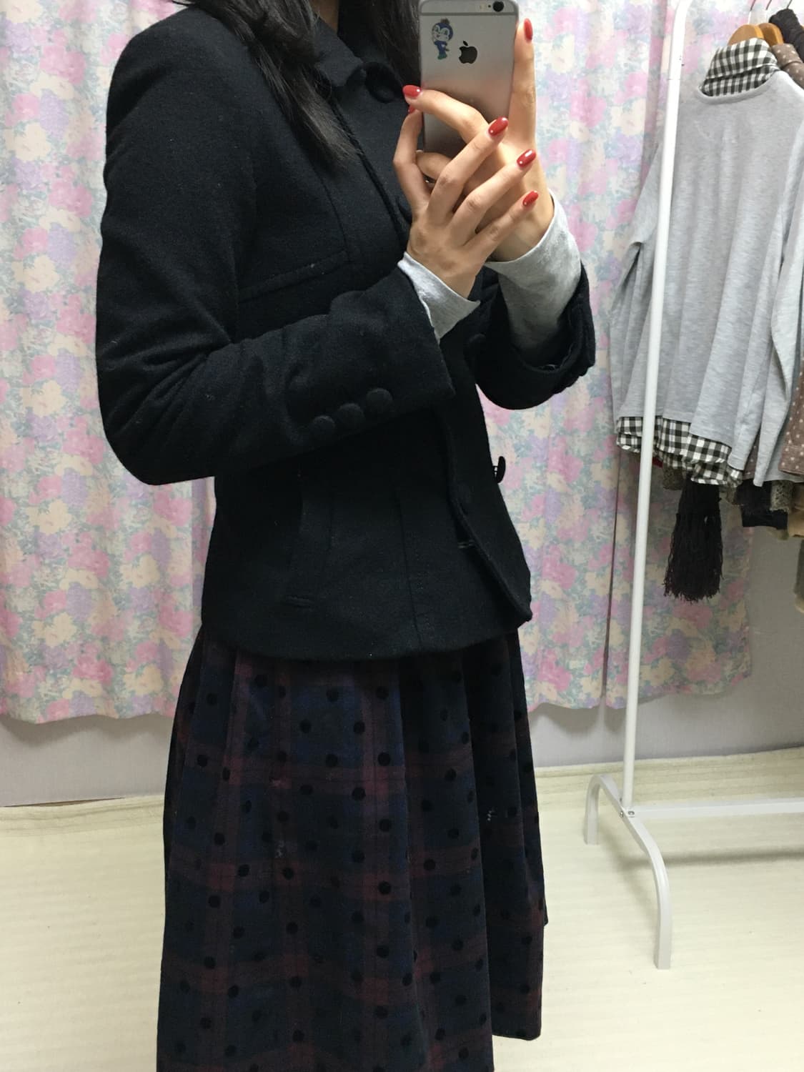 블랙 울 숏 코트 상품이미지5