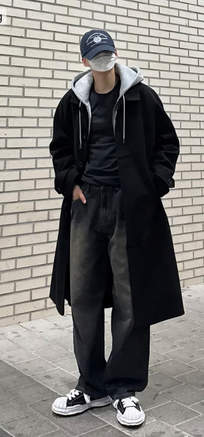 리메인세컨드 울 블렌드 오버핏 싱글코트 블랙 상품이미지1