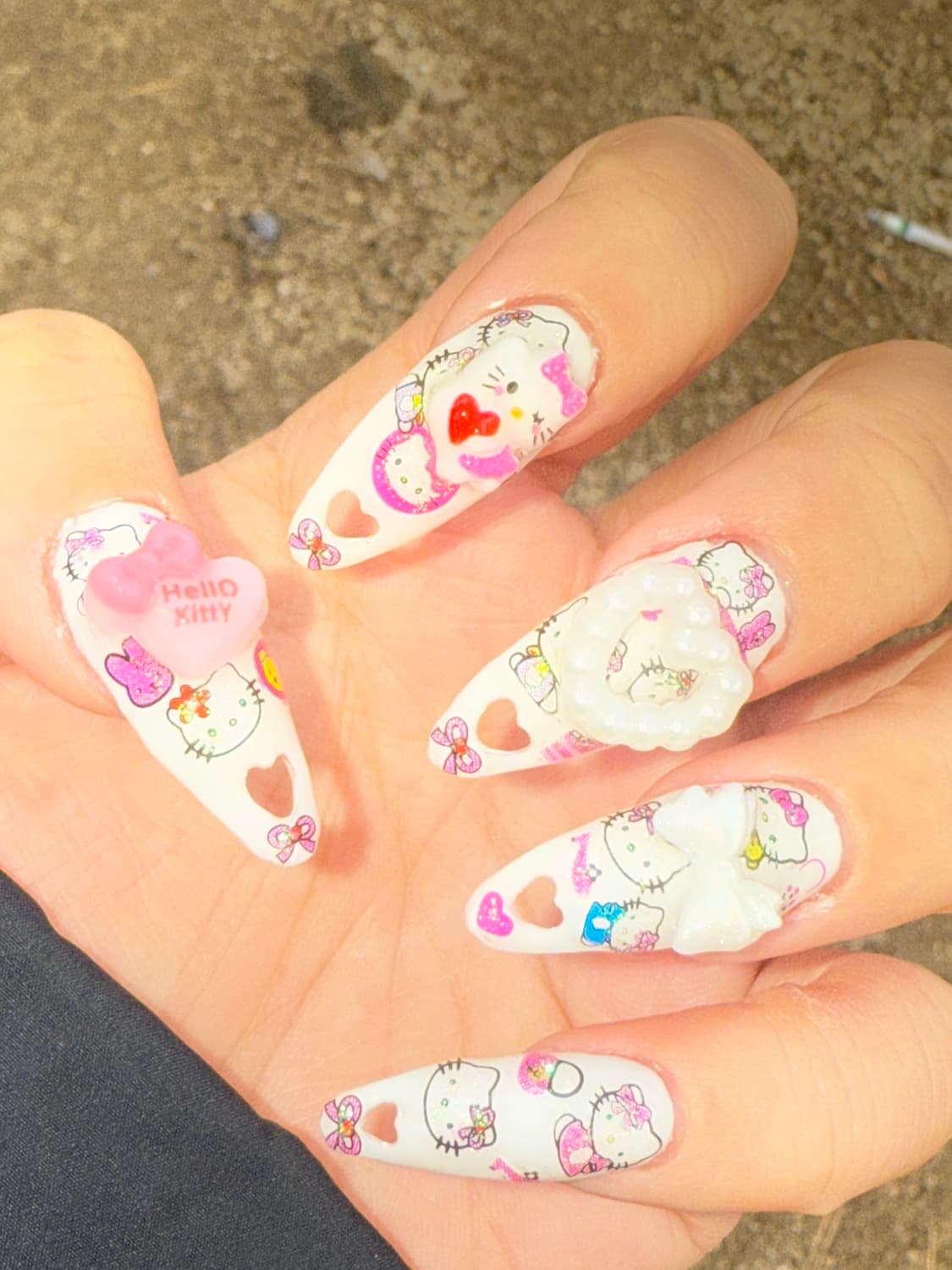 화이트 키티 수제네일팁 상품이미지3