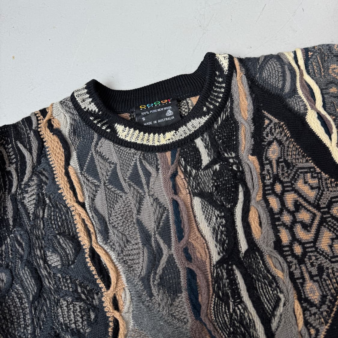 쿠지 오스트레일리아 대장 배색 올드스쿨 케이블 니트 상품이미지3