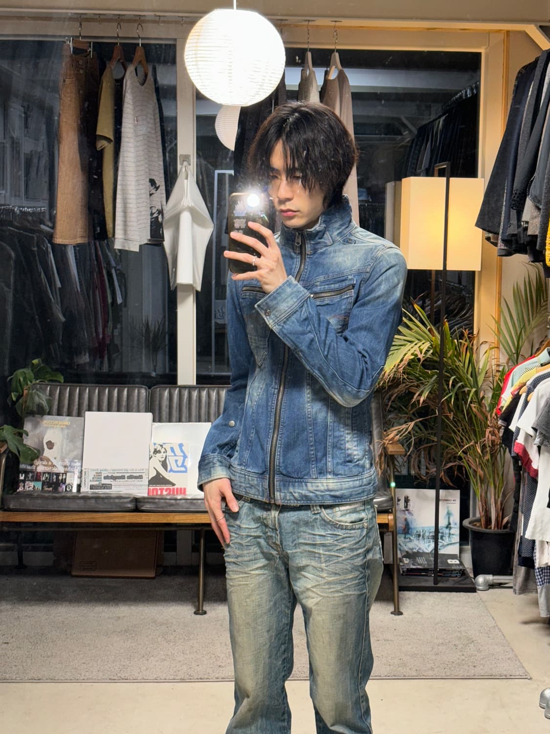 지스타 로우 하이넥 집업 데님 자켓 상품이미지4