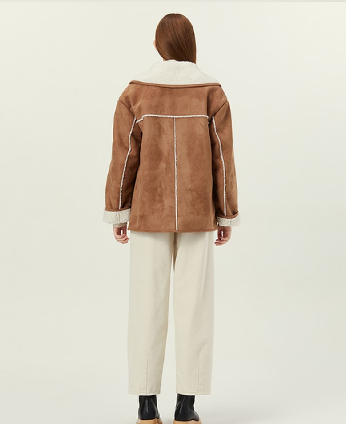 코벳블랑 숄카라 아웃포켓 무스탕 브라운 (F) 상품이미지2