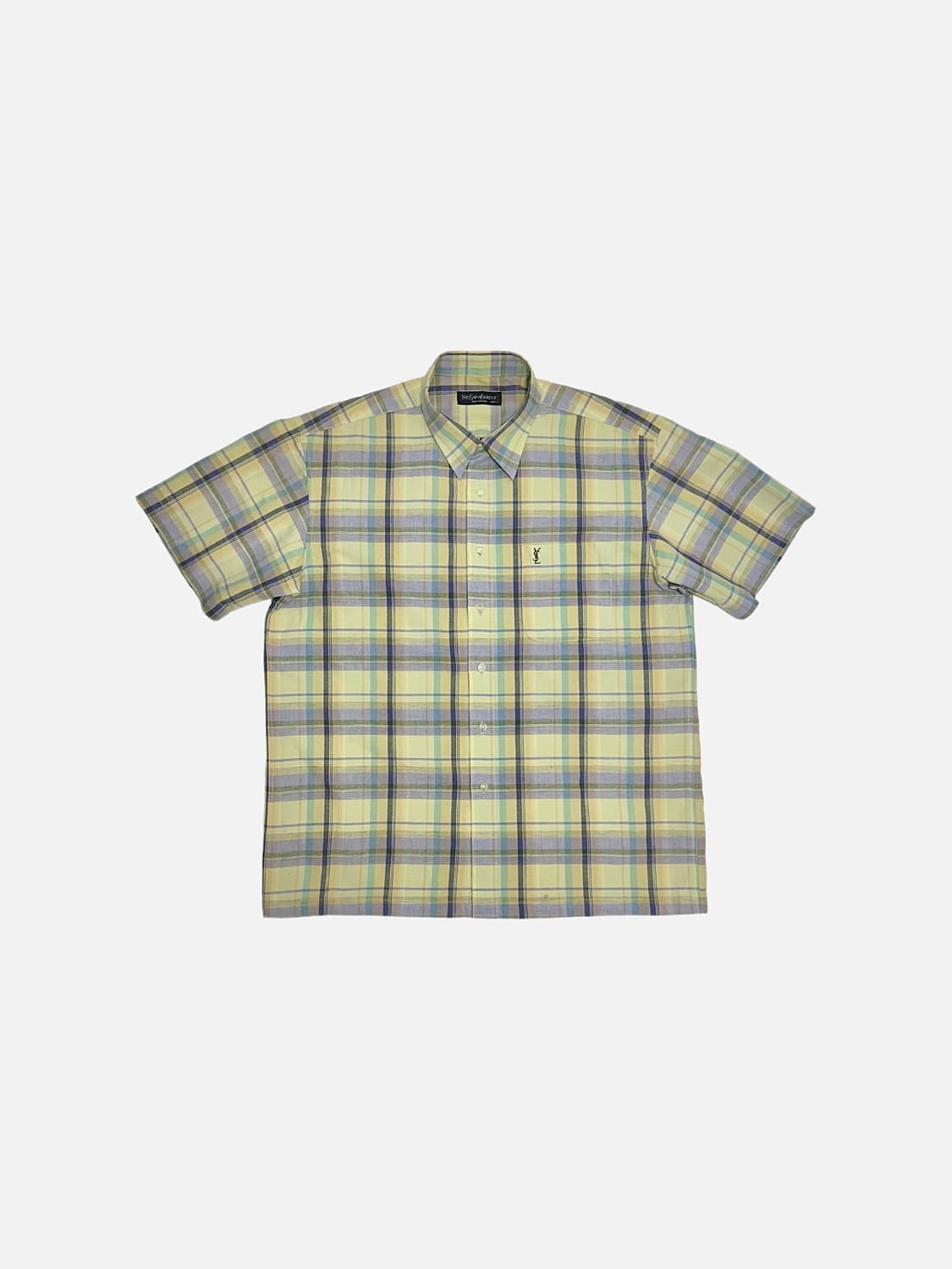 입생로랑 올드스쿨 린넨 혼방 체크 반팔셔츠 상품이미지1