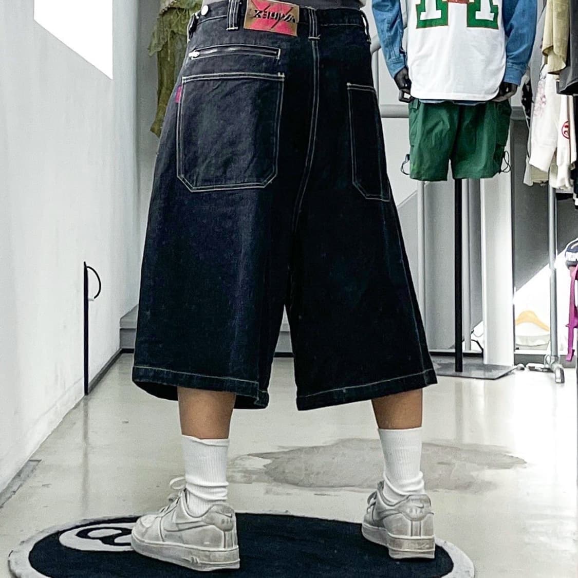 아비렉스 올드스쿨 흑청 와이드 포켓 카고 데님하프팬츠 상품이미지3