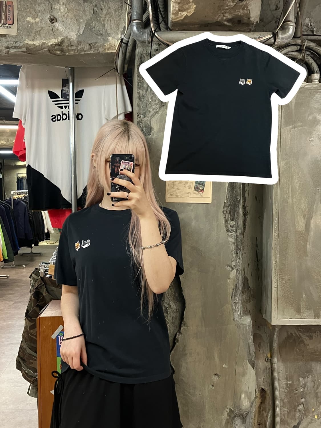 메종키츠네 반팔 블랙 XS  #csz1518 상품이미지1