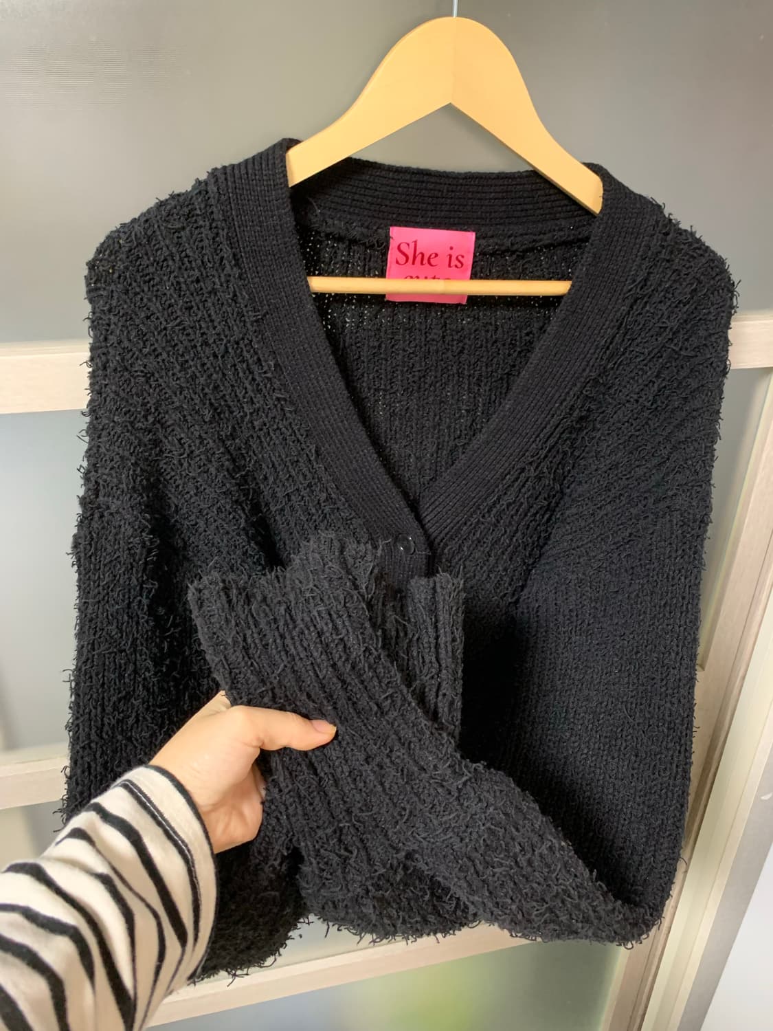 쉬이즈큐트 플러피 가디건 블랙 상품이미지4