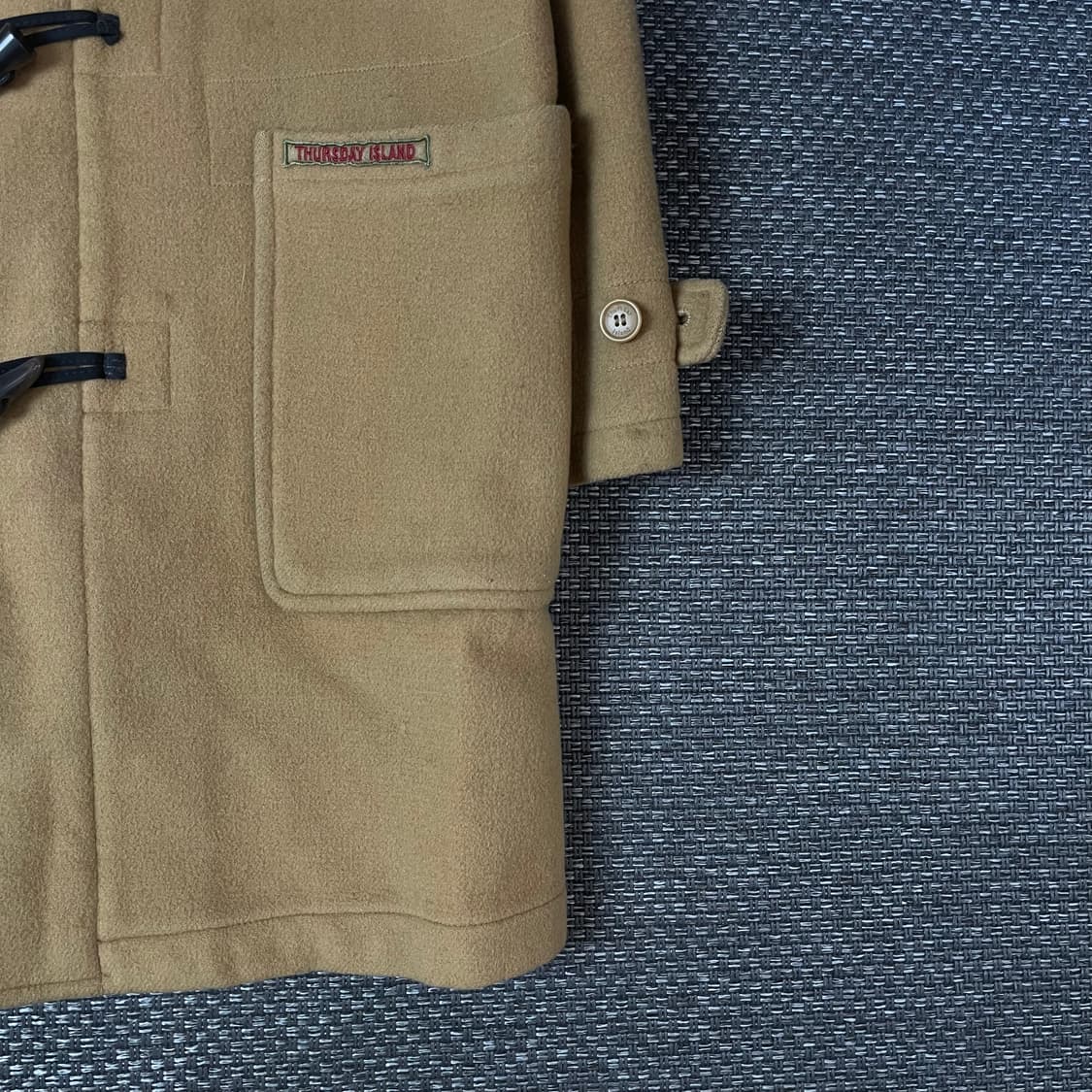 써스데이 아일랜드 베이지색 울혼방 더플코트 100 상품이미지4