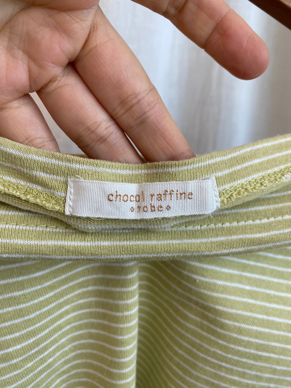 CHOCOL RAFFINE 그린 스트라이프 스퀘어넥 7부탑(F) 상품이미지9