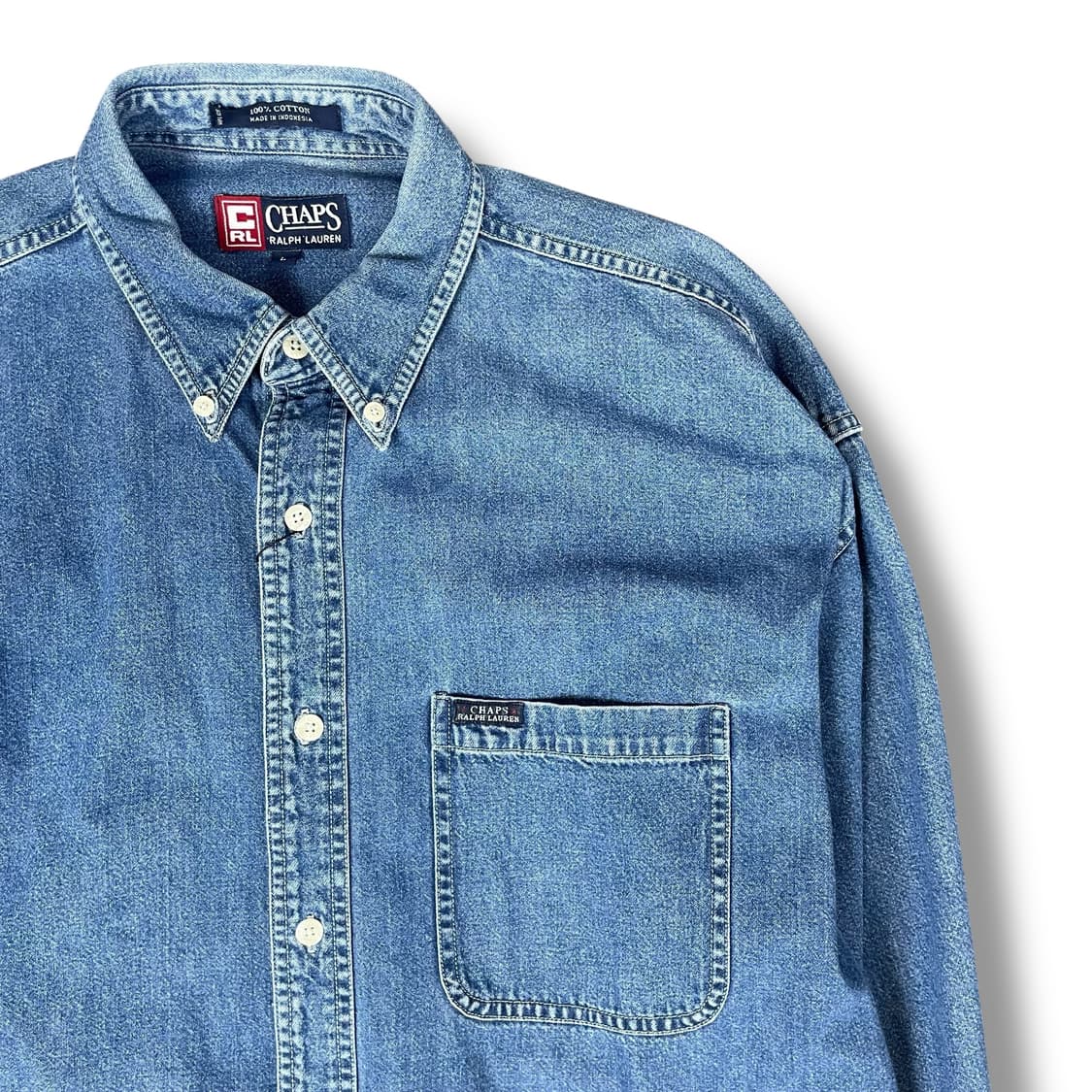 CHAPS 랄프로렌 원포켓 코튼 빈티지 데님 셔츠 L 상품이미지3
