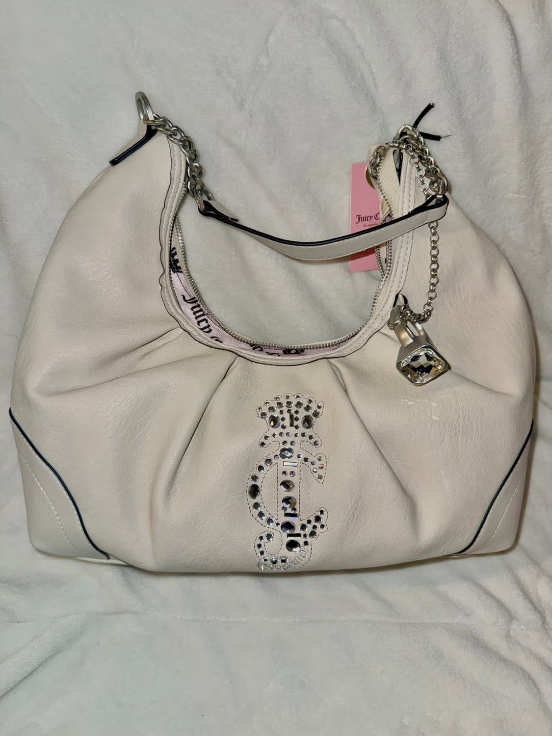 쥬시꾸뛰르 반지시리즈 호보백 가죽숄더 백 아이보리 갸루 상품이미지1