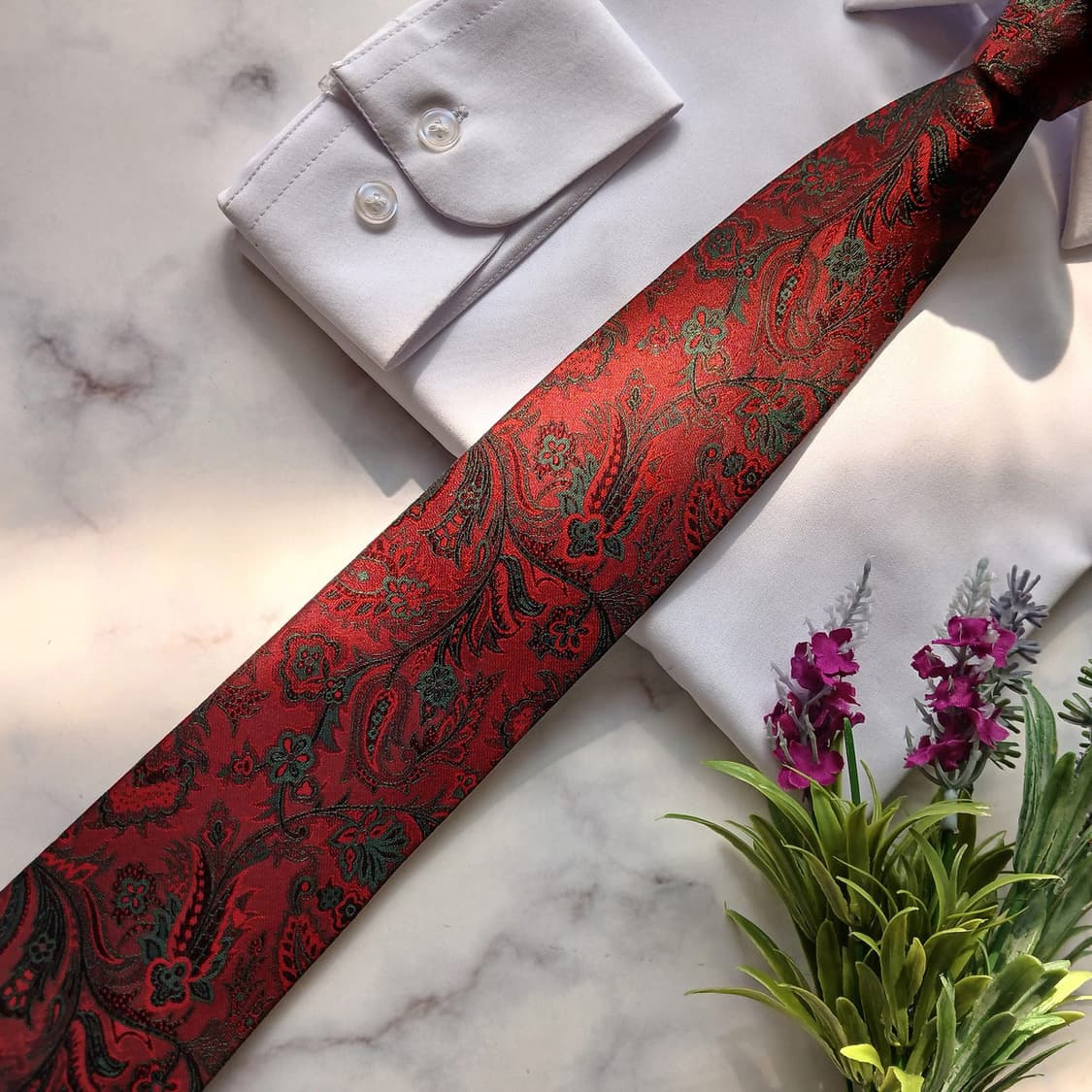 크리스찬 디올 실크 레드 페이즐리 넥타이 7.6cm A등급 E736
 상품이미지5