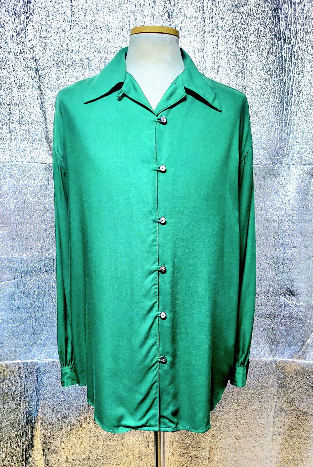 ♤필독♤ 빈티지 실크 셔츠 딥그린 상품이미지1