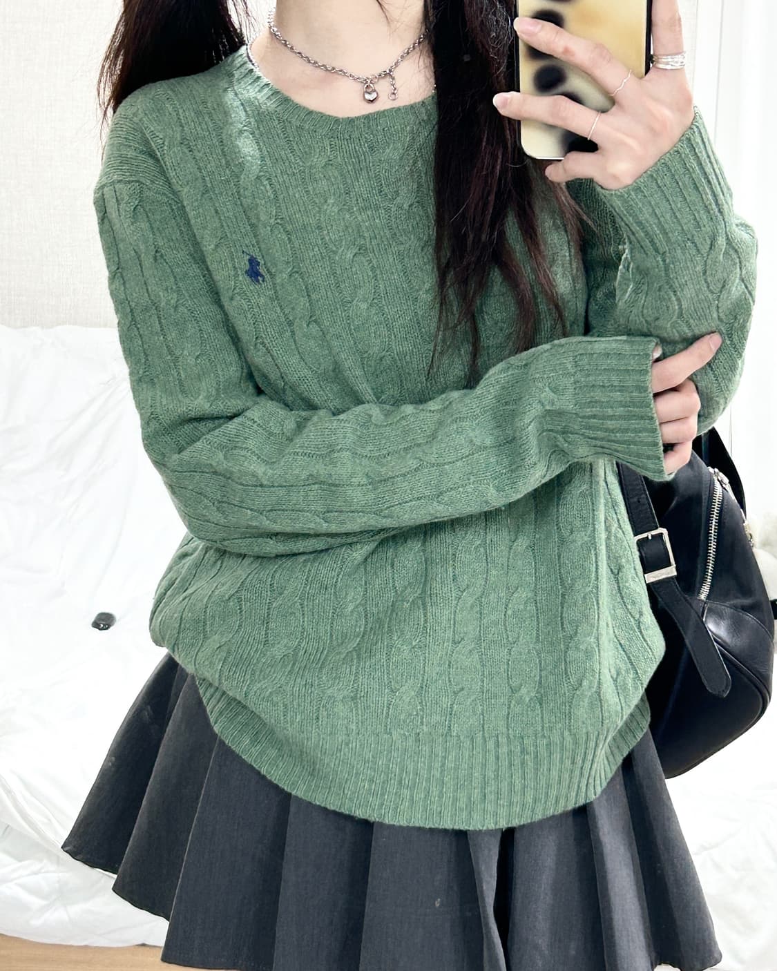 폴로 캐시혼방 말차 케이블니트 상품이미지3