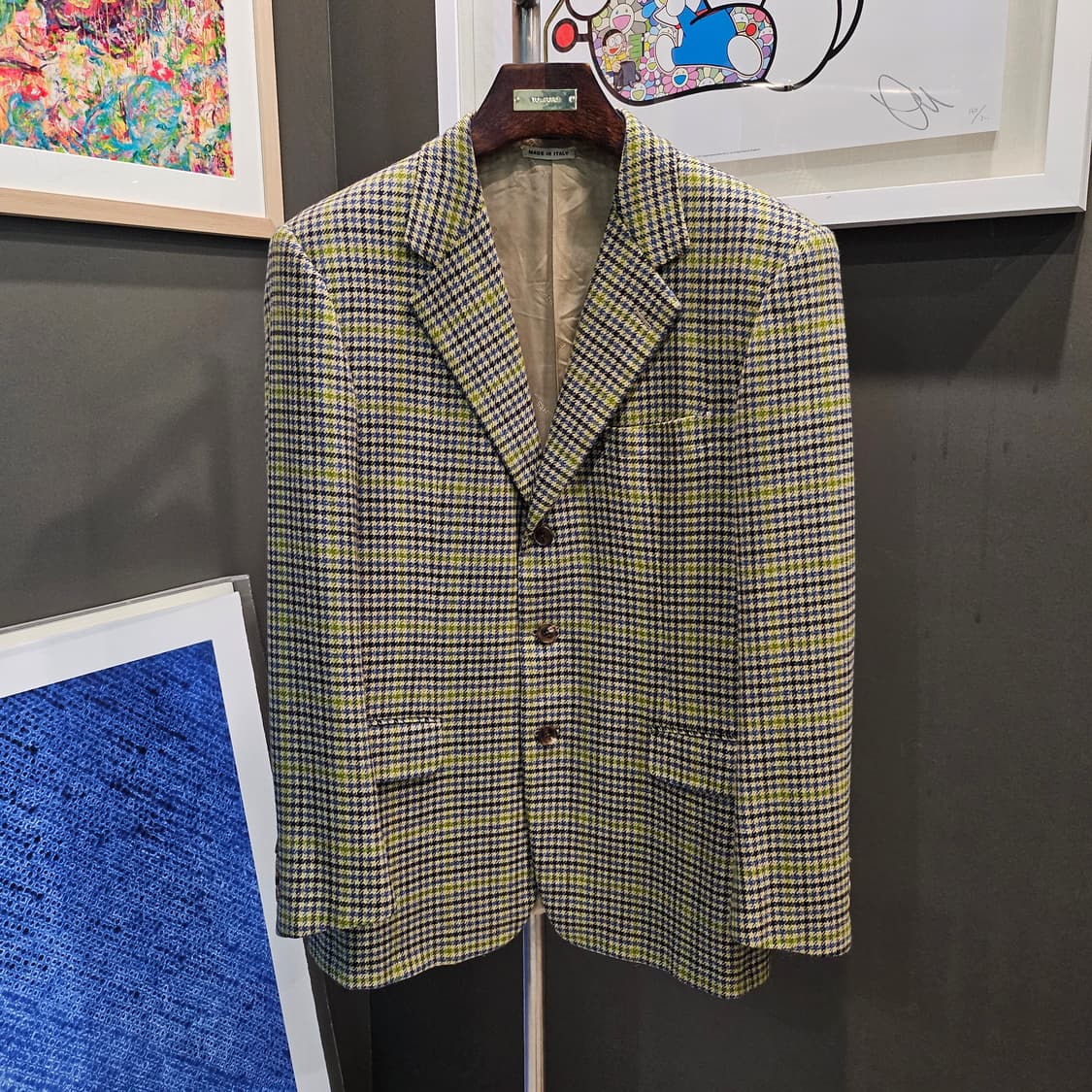 에르메스 캐시미어 100% 체크 정장 블레이저 상의 상품이미지1