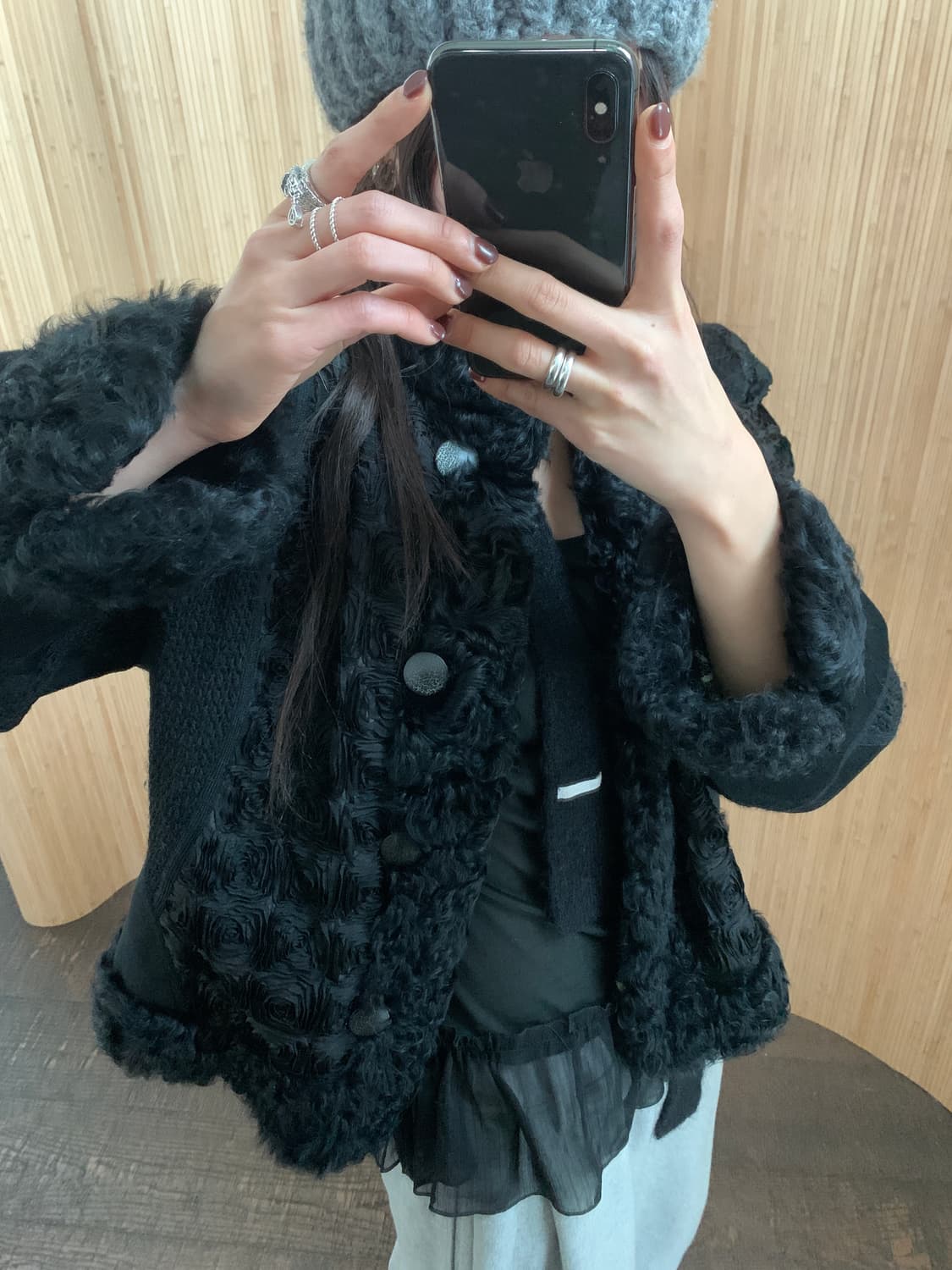 빈티지 블랙 양털 울 자켓 상품이미지1