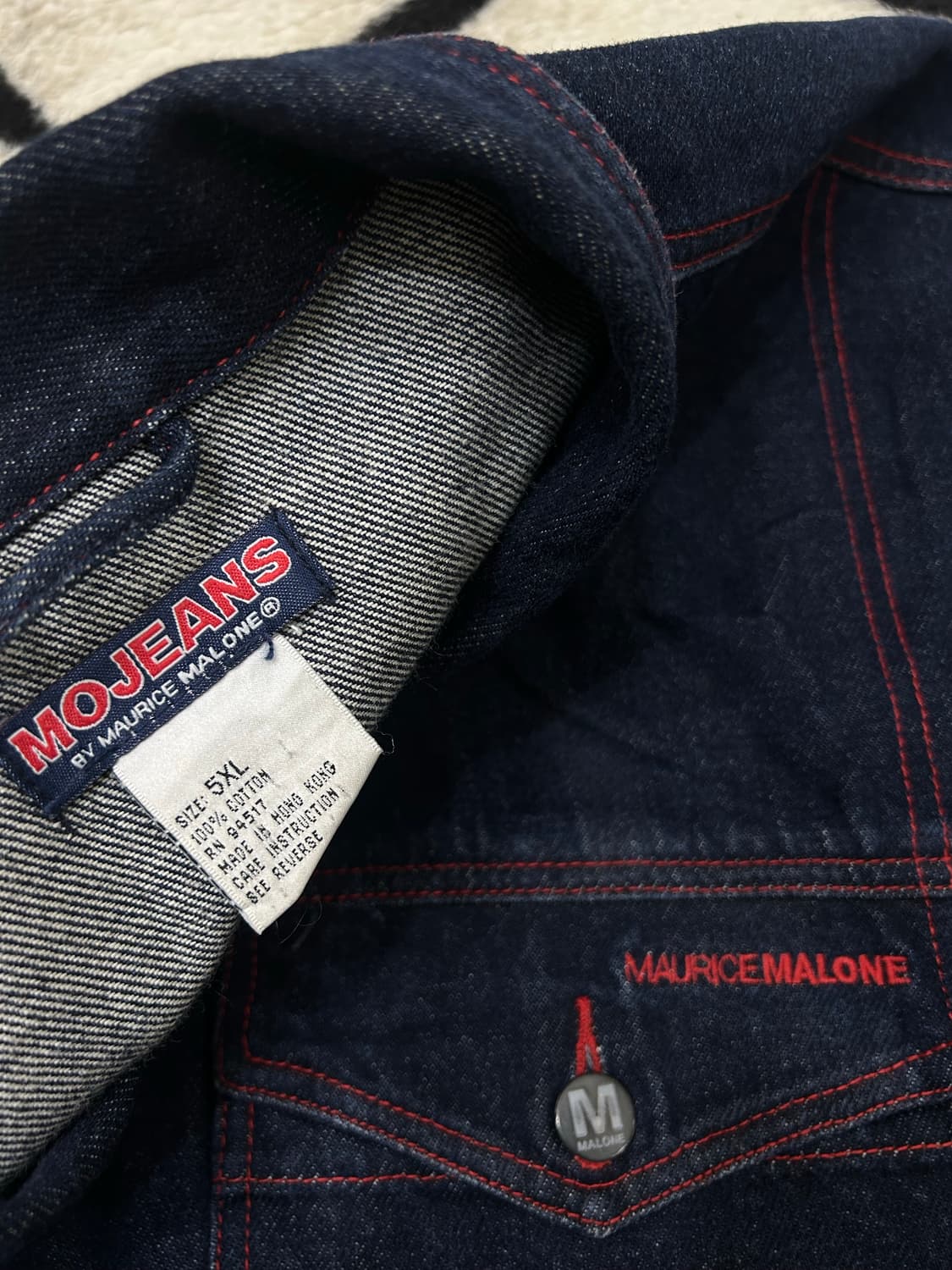 [5XL]모리스말론 90s올드스쿨 힙합 스티치 청자켓/진청 상품이미지5