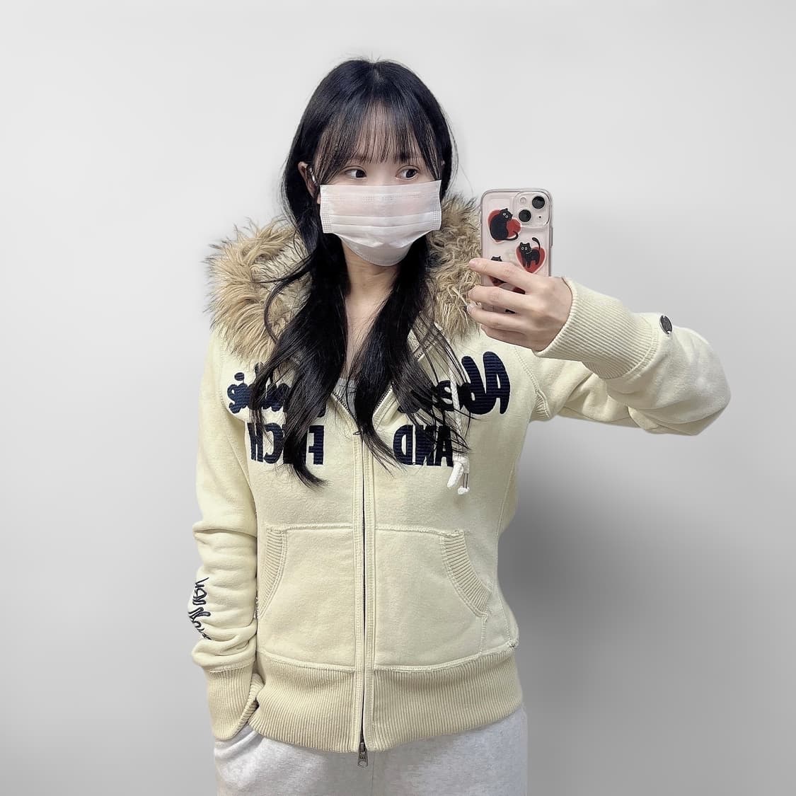 아베크롬비 스펠 로고 울프죠 후드퍼 집업 아이보리 상품이미지1