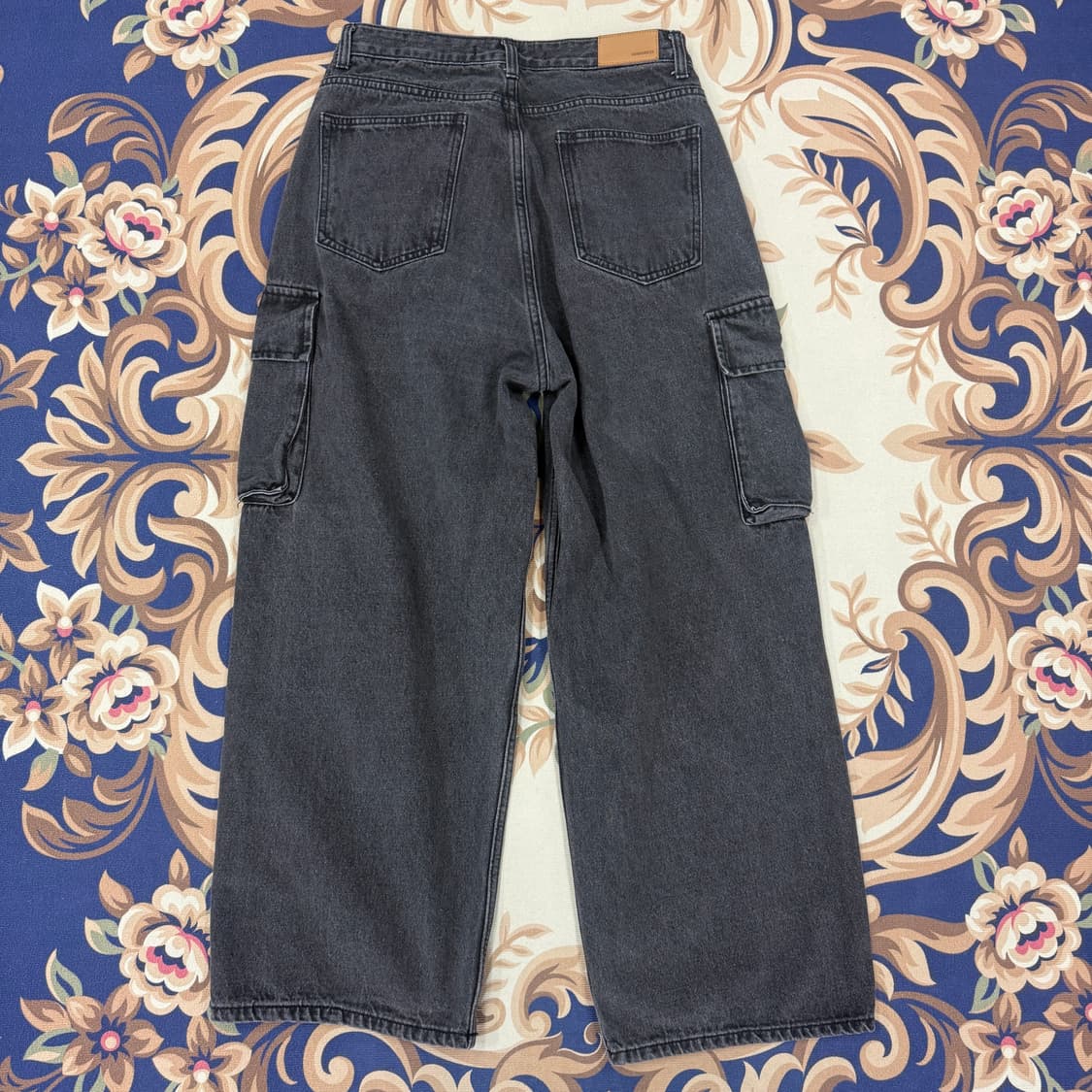 (S)어반드레스 Avandress 흑청 와이드카고데님팬츠 상품이미지5