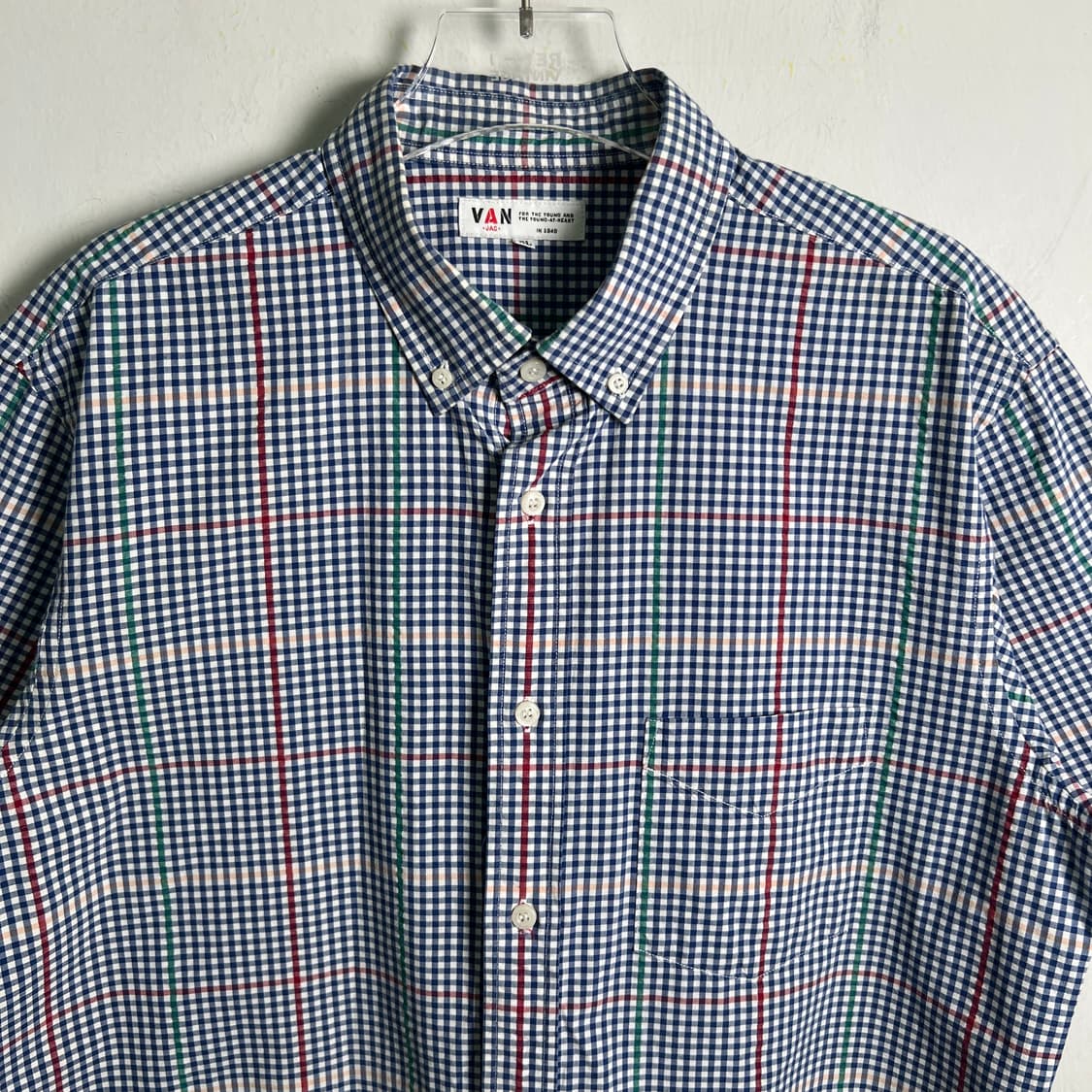 VAN JACKET 반 자켓 체크 버튼다운 반팔 셔츠 XL 상품이미지5