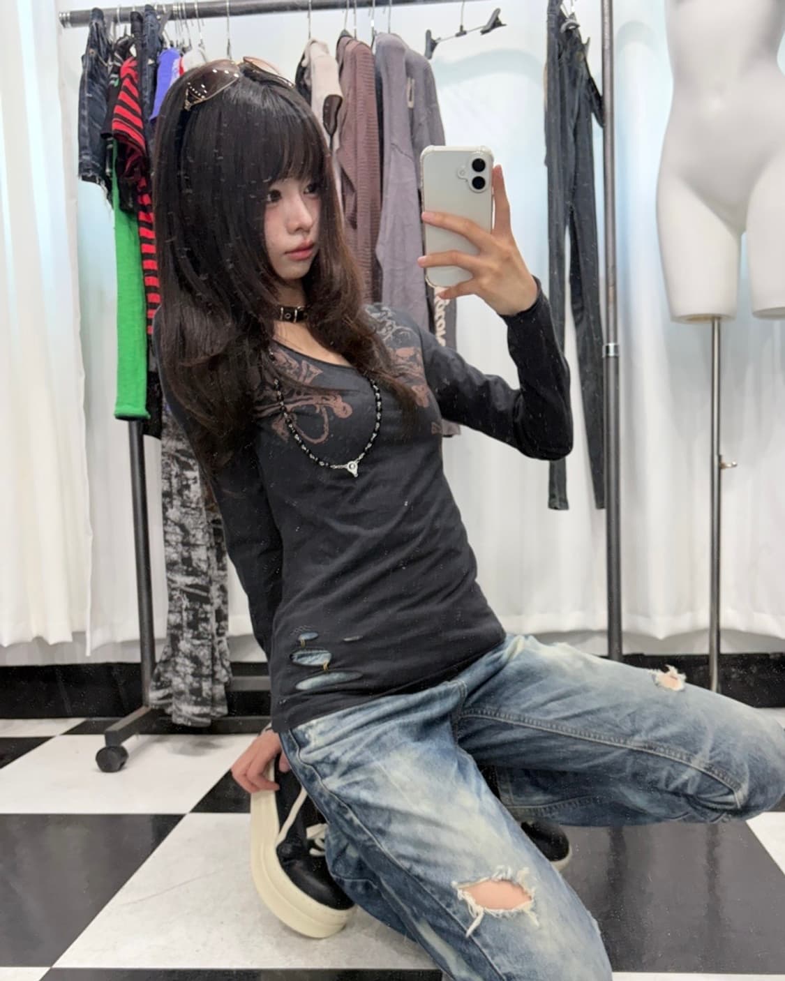 🎸블랙 스컬 프린팅 롱슬리브🎸 상품이미지2