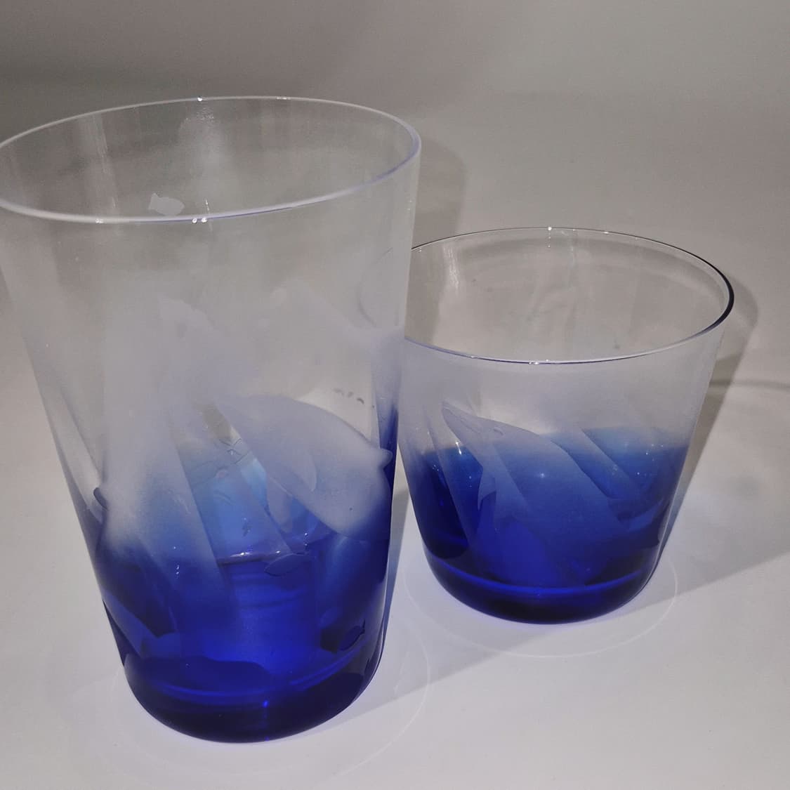 80s 사사키 크리스탈 3D 카빙 돌고래 글라스 세트 상품이미지7