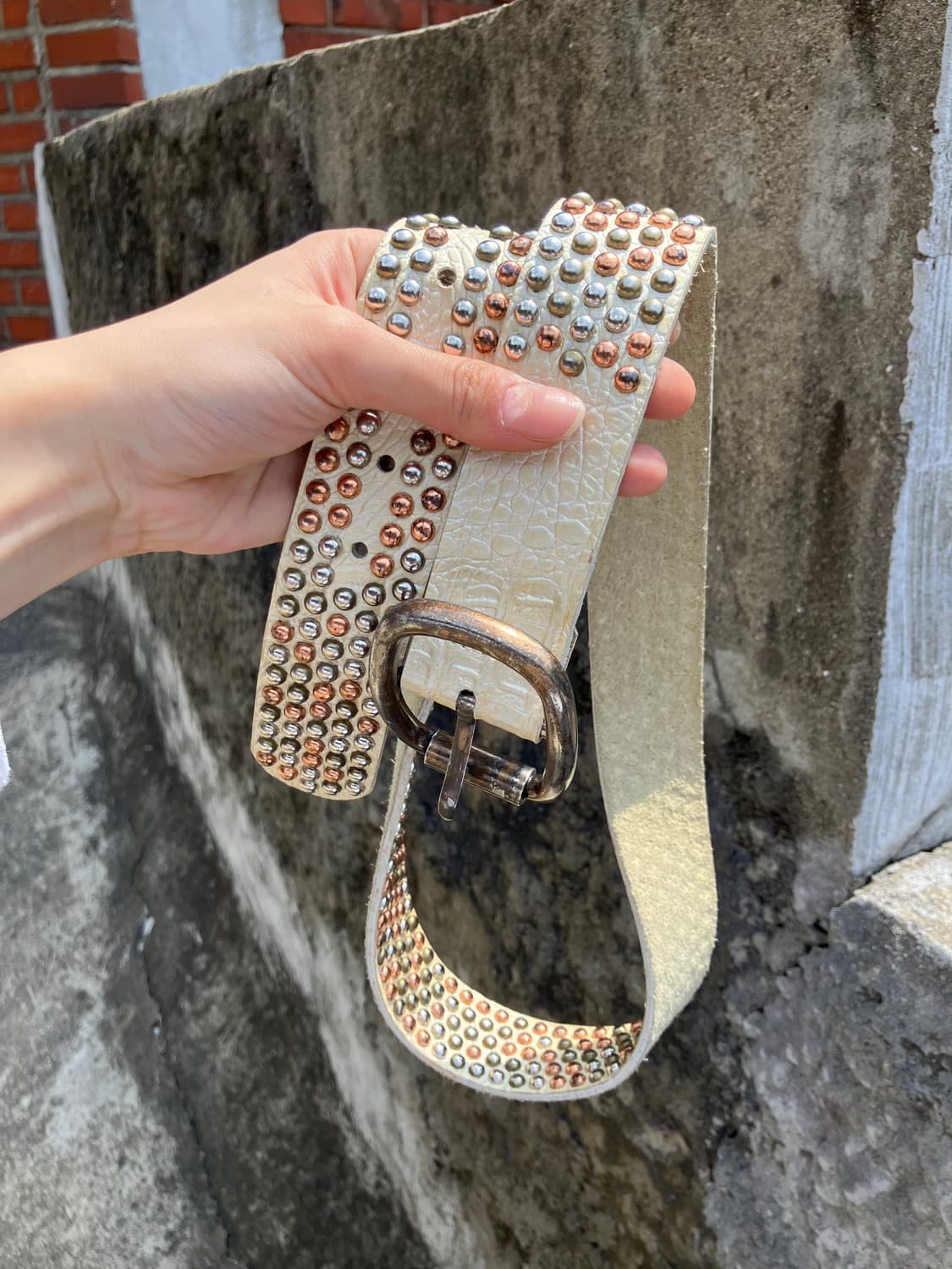 화이트 웨스턴 크로코 징 레더 벨트 상품이미지3