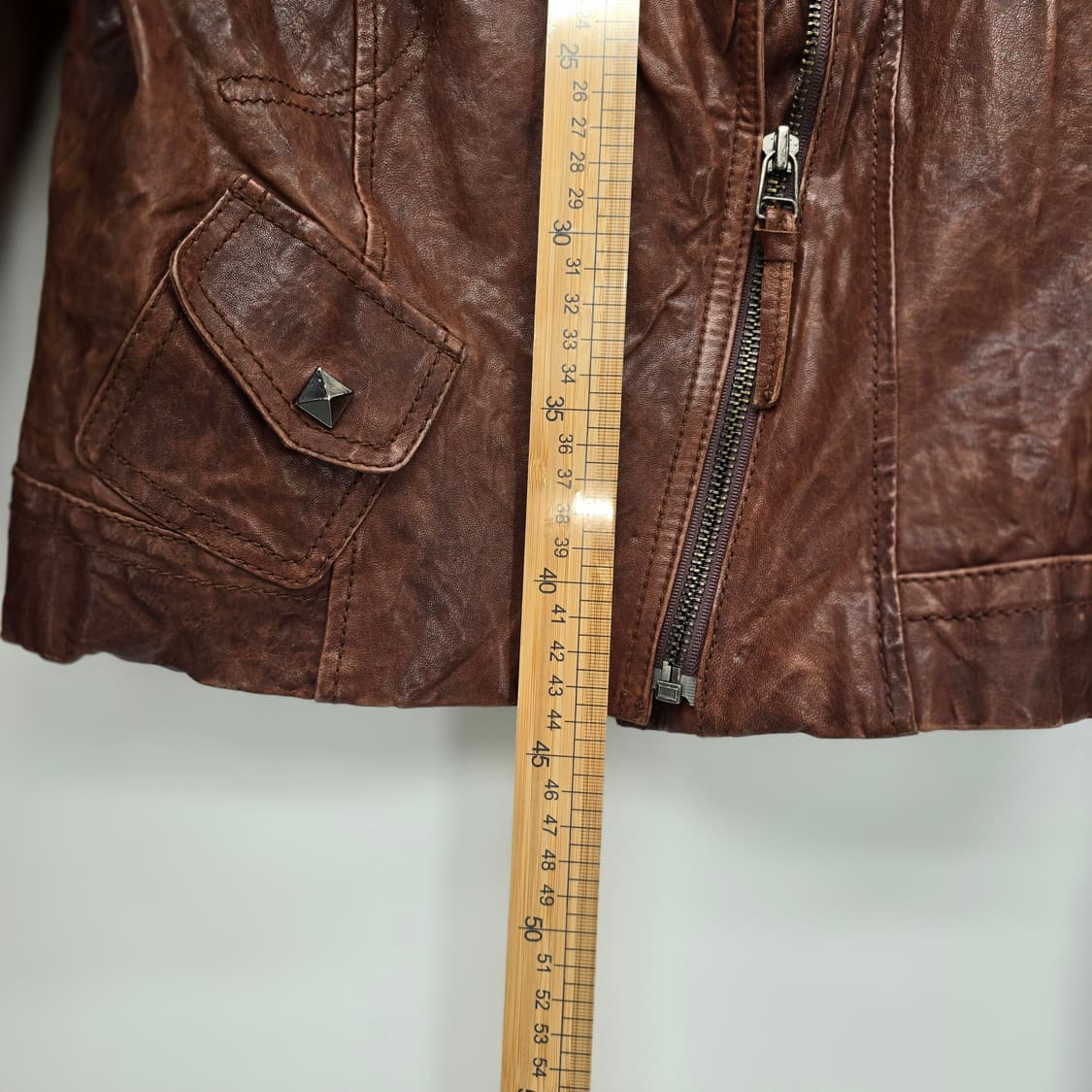 브라운 레더 크롭 라이더 자켓 XS 상품이미지5