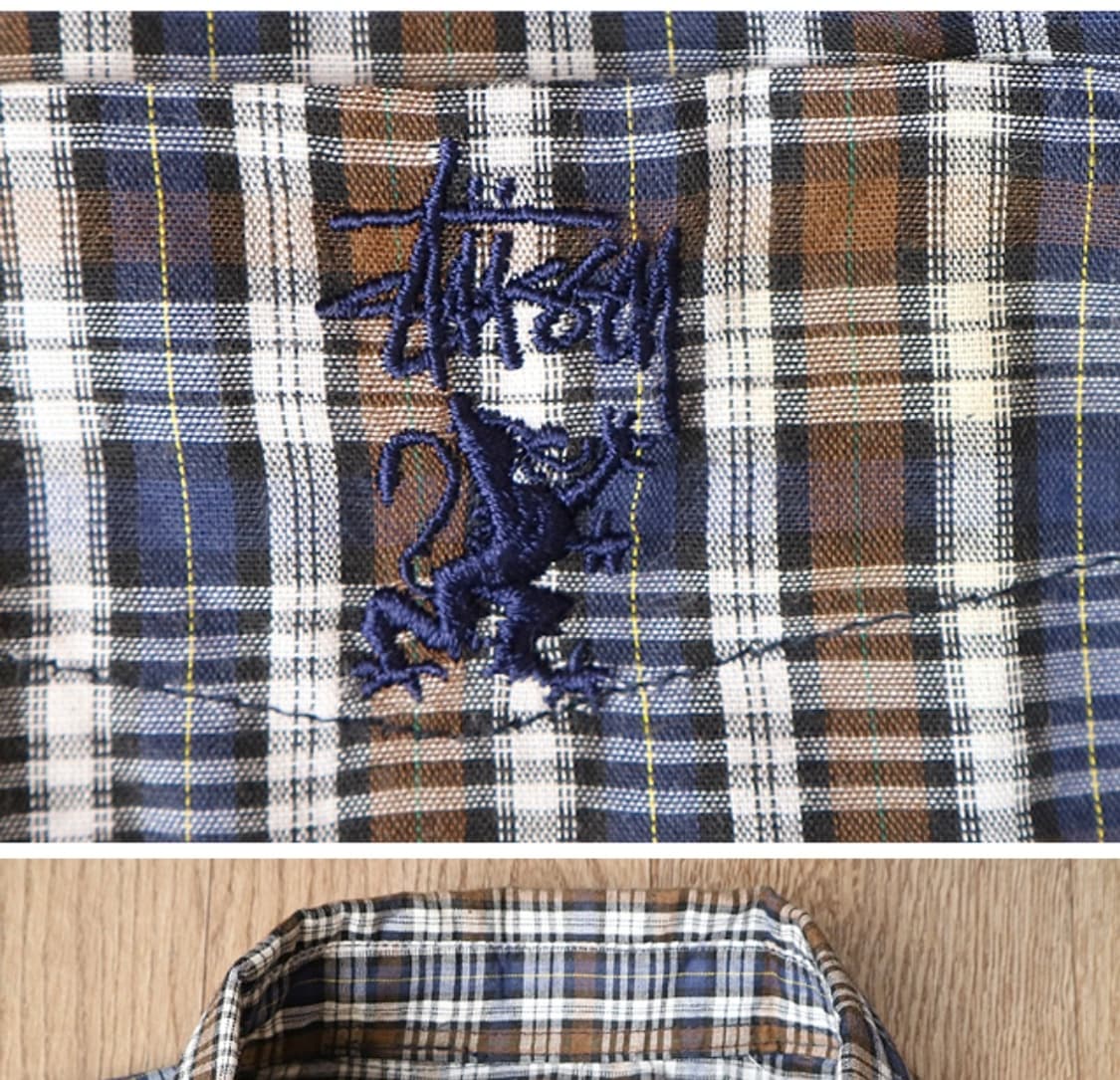 미국판 90s stussy 스투시 코튼100% 빈티지 체크남방 상품이미지4
