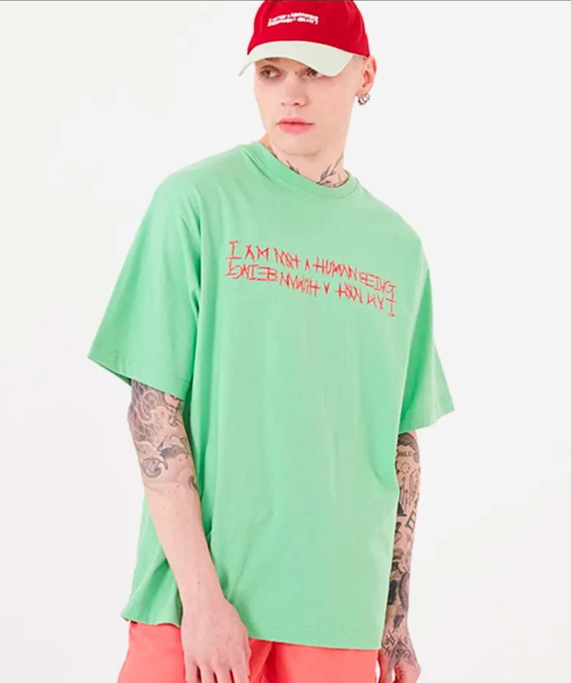 아임낫어휴먼비잉 로고 셔츠 슬리브 티셔츠 민트 휴빙 상품이미지1