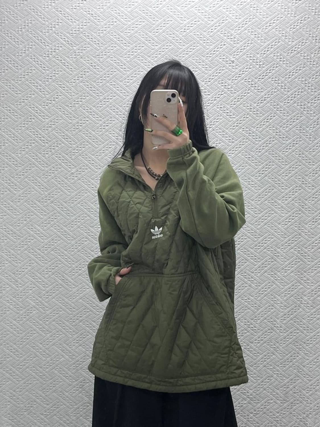 아디다스 유로파 말차카키 깔깔이 반집업 누빔 아노락 4XL C08620 상품이미지1