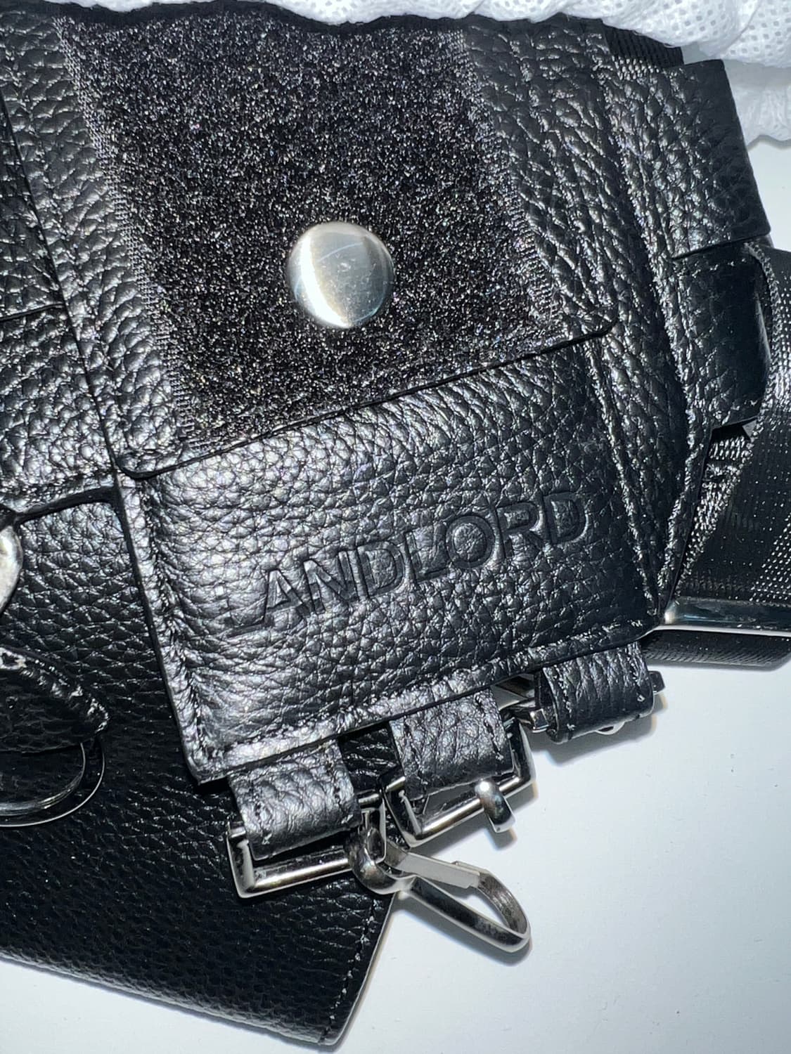 LANDLORD 블랙 가죽 유틸리티 백 사이버코어 택티컬 상품이미지8