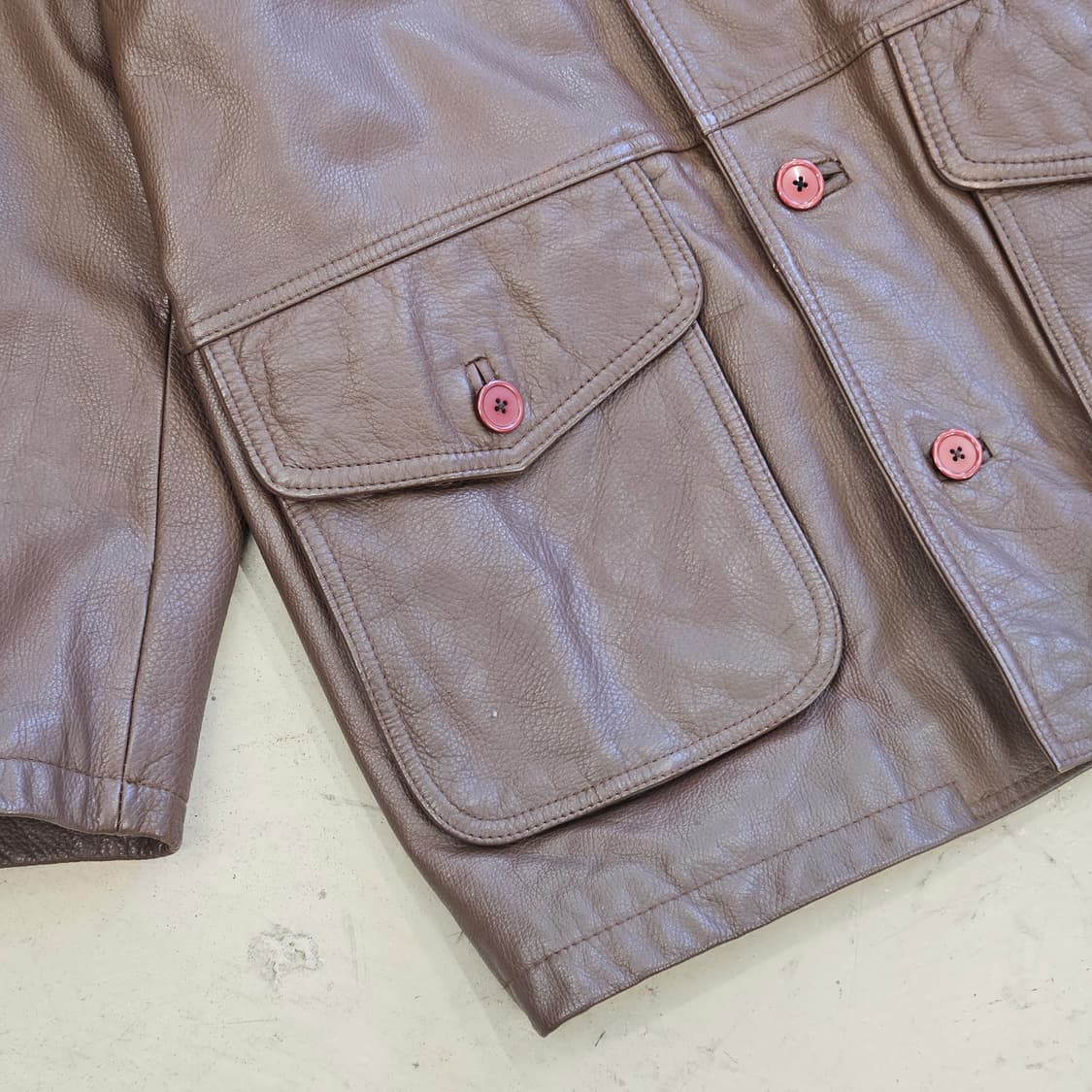 VINTAGE COW LEATHER 빈티지 소가죽 자켓 가죽자켓 L 상품이미지3