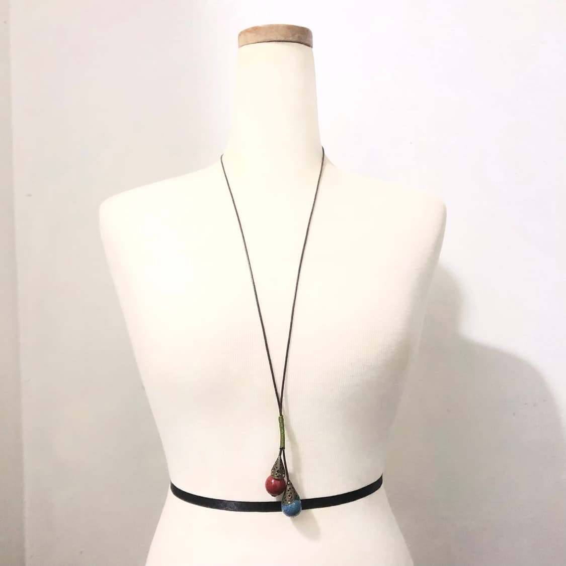 빈티지 레드 블루 롱목걸이 오리엔탈 하구미 모리걸 페어리 상품이미지1