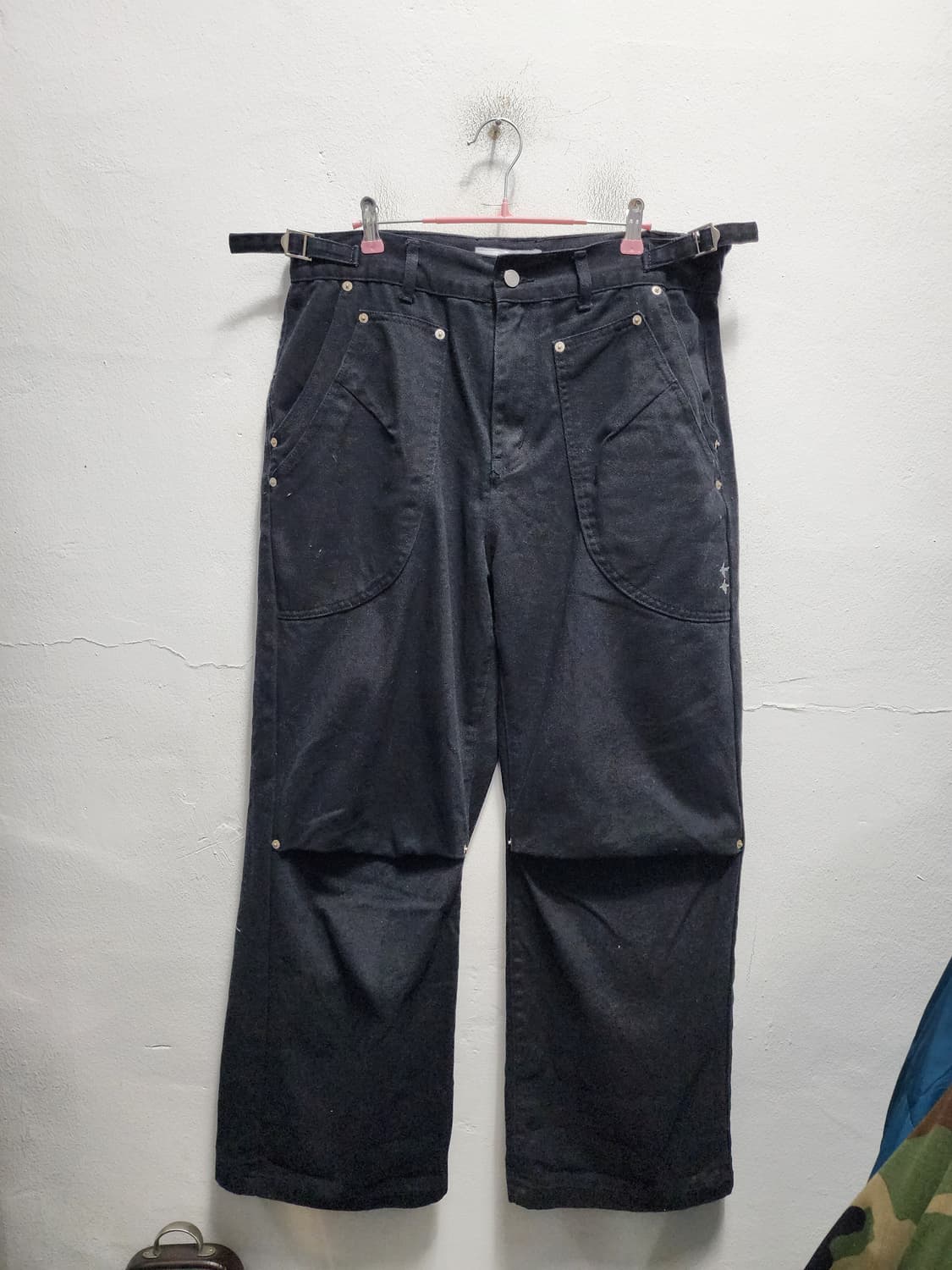 엑스톤즈 셔링 블랙 카고 흑청팬츠 상품이미지1