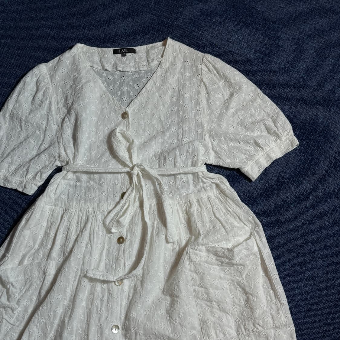 빈티지 화이트 버튼 원피스 상품이미지2