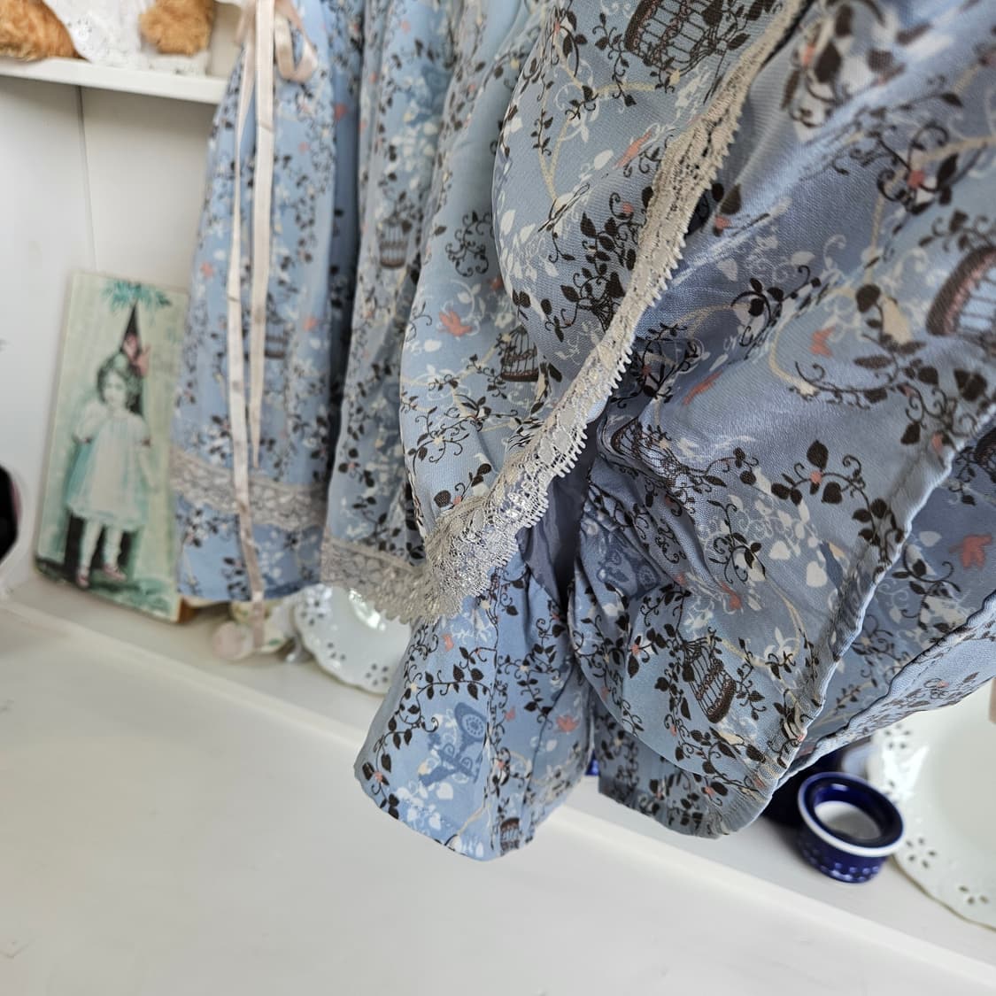 0327(axes femme) 앤틱 프린트 레이스 큐롯 스커트 상품이미지5