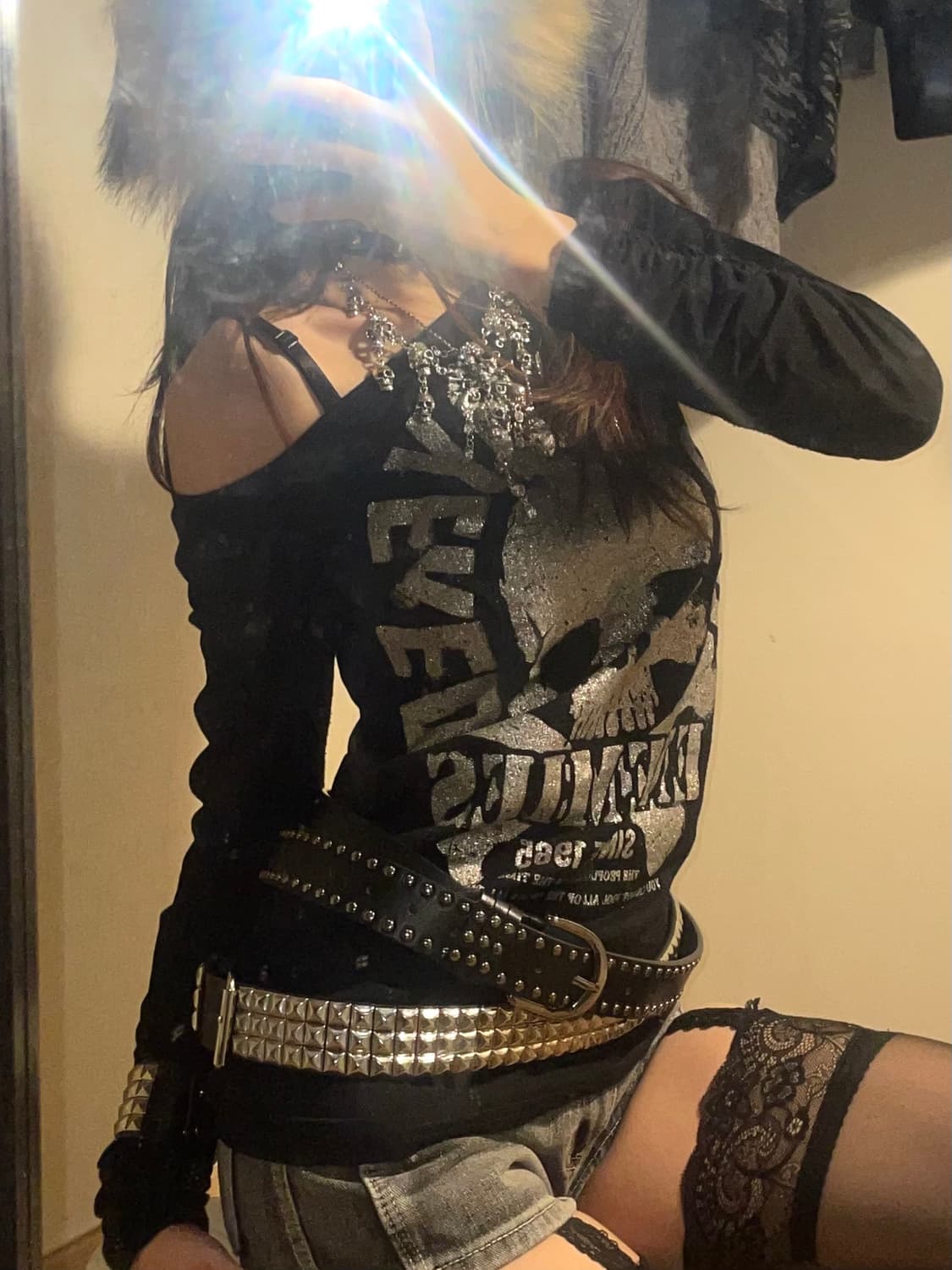 ☠️해골 프린트 롱슬리브 블랙 상품이미지2